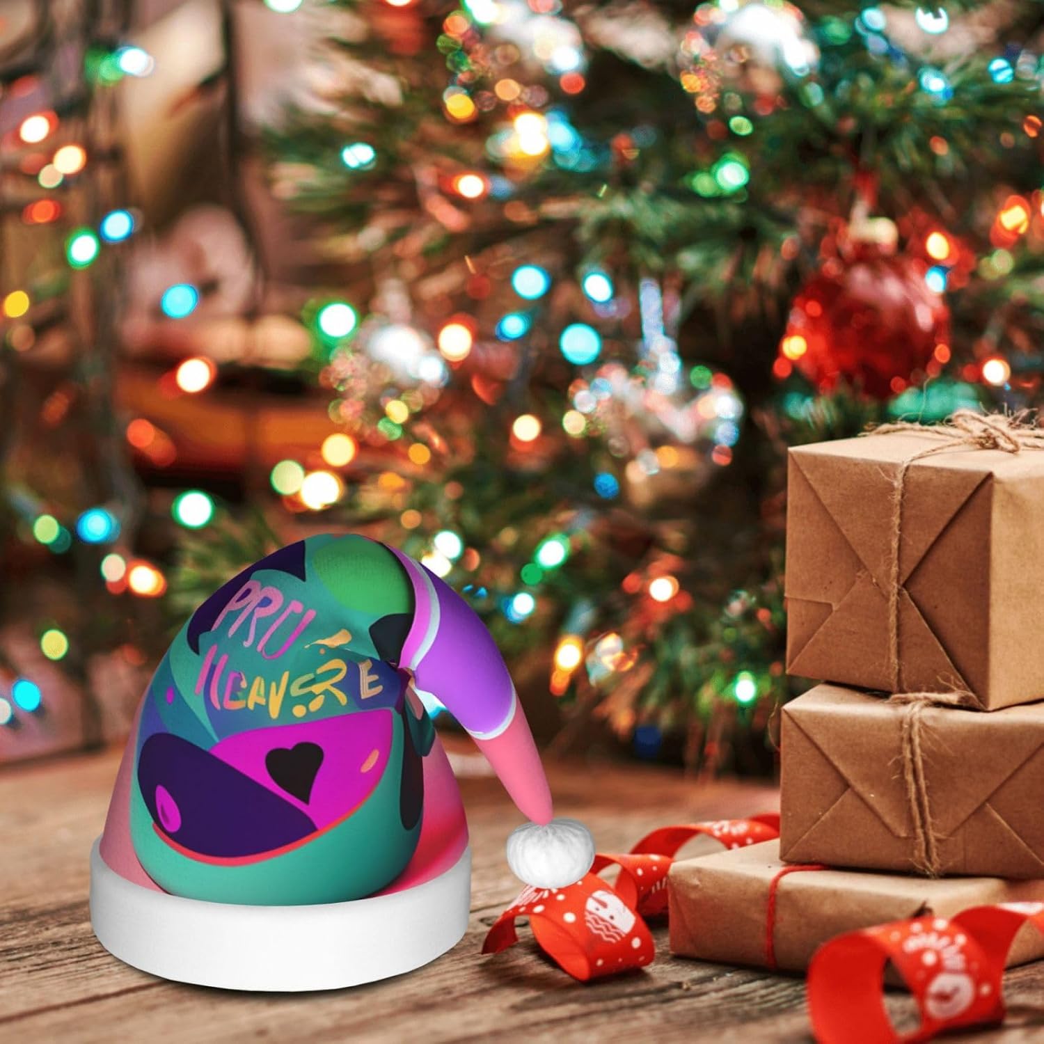 QINZHENG 90s Cup Design Santa Hat for Women