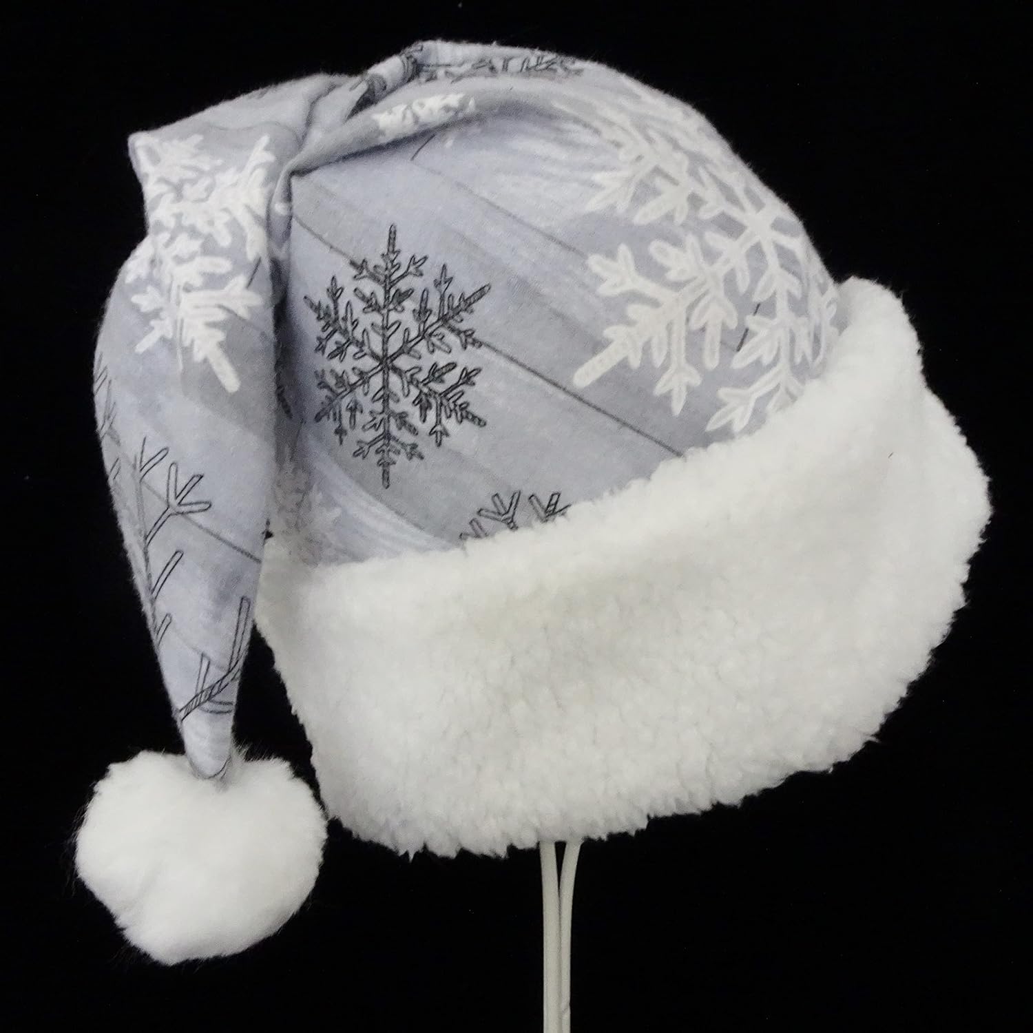 Gray Snowflake Santa Hat for Christmas Celebrations