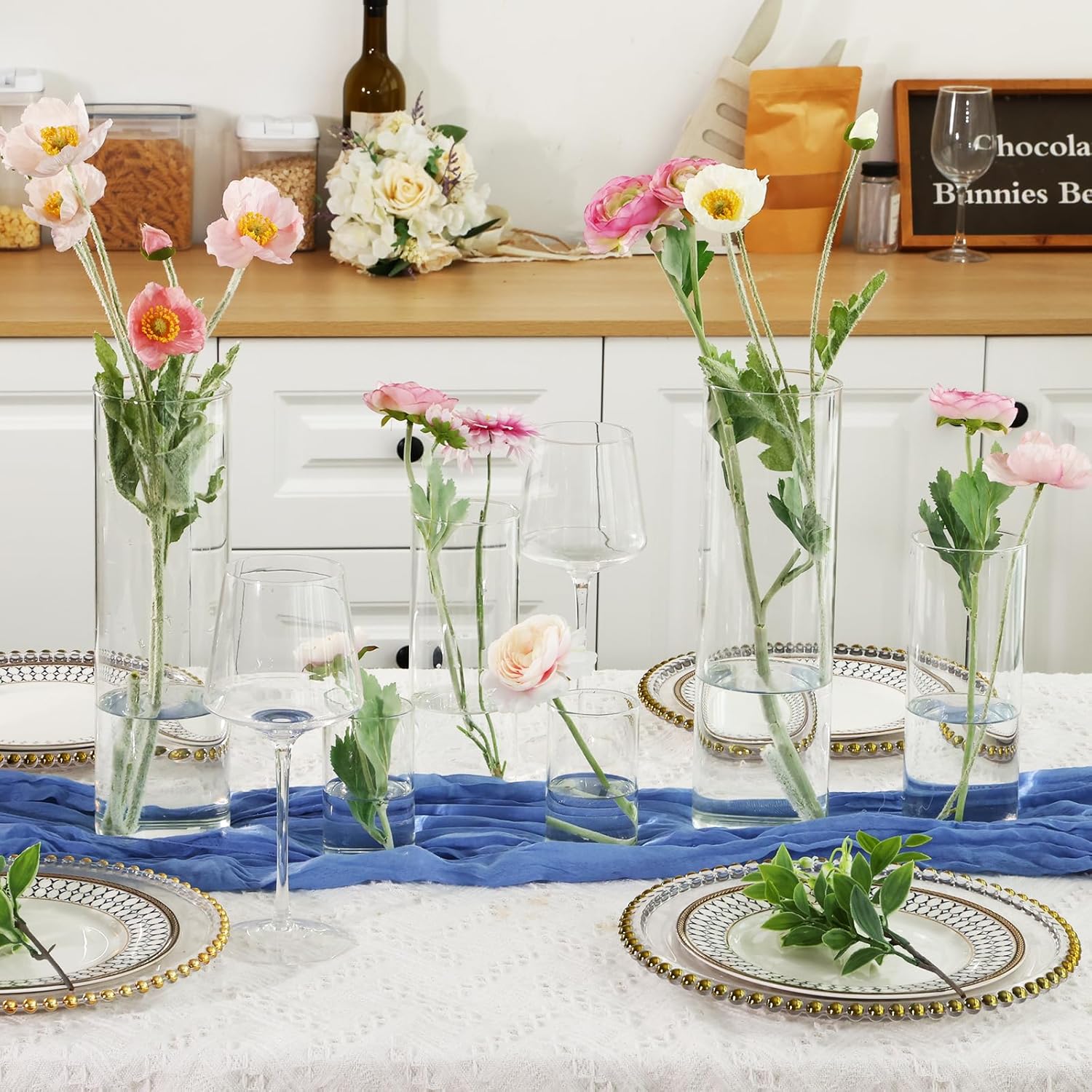 Fixwal 3 Pack Clear Glass Cylinder Vases 4 8 12 Inch