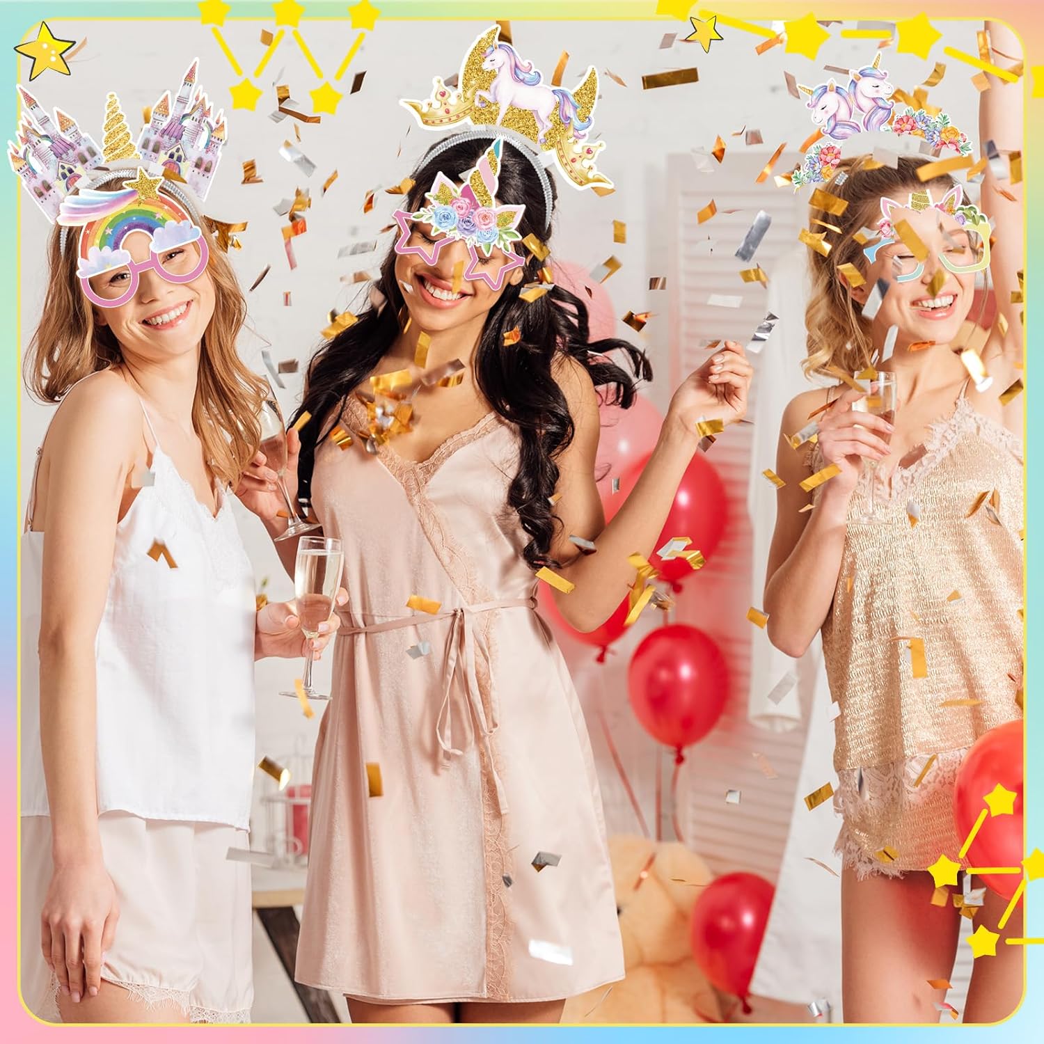 BBTO 24 Pcs Unicorn Party Headband Glasses