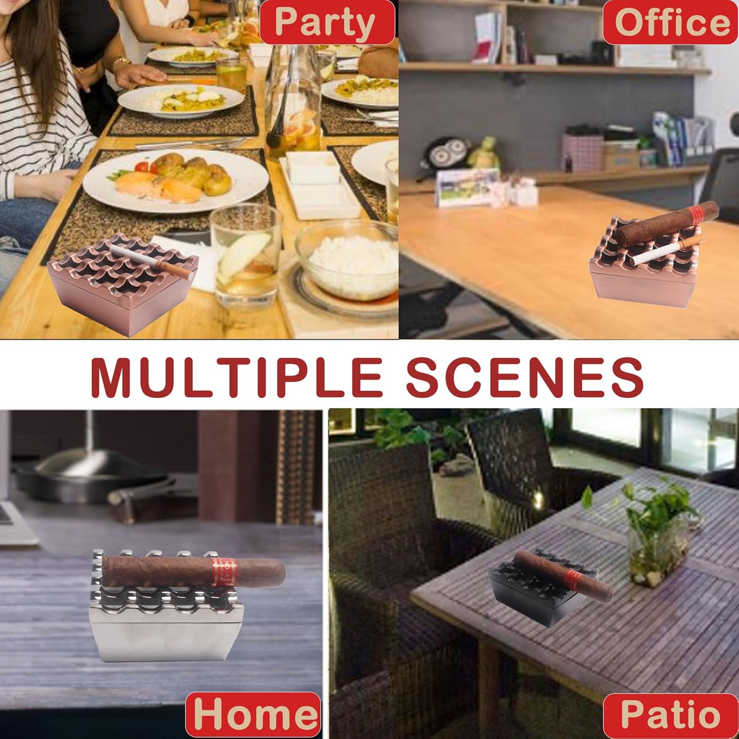 NIWONS Metal Ashtray Windproof for Home Hotel Garden and Desktop Use