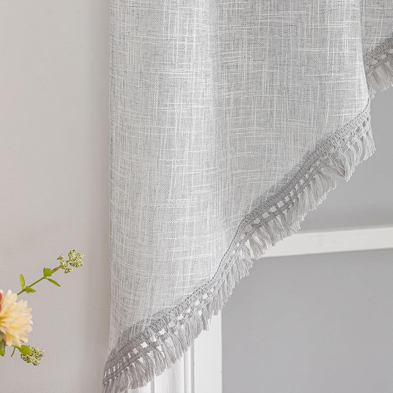 Beda Home Linen Textured Swag Valance - Grey 36x36 Inch 1 Pair