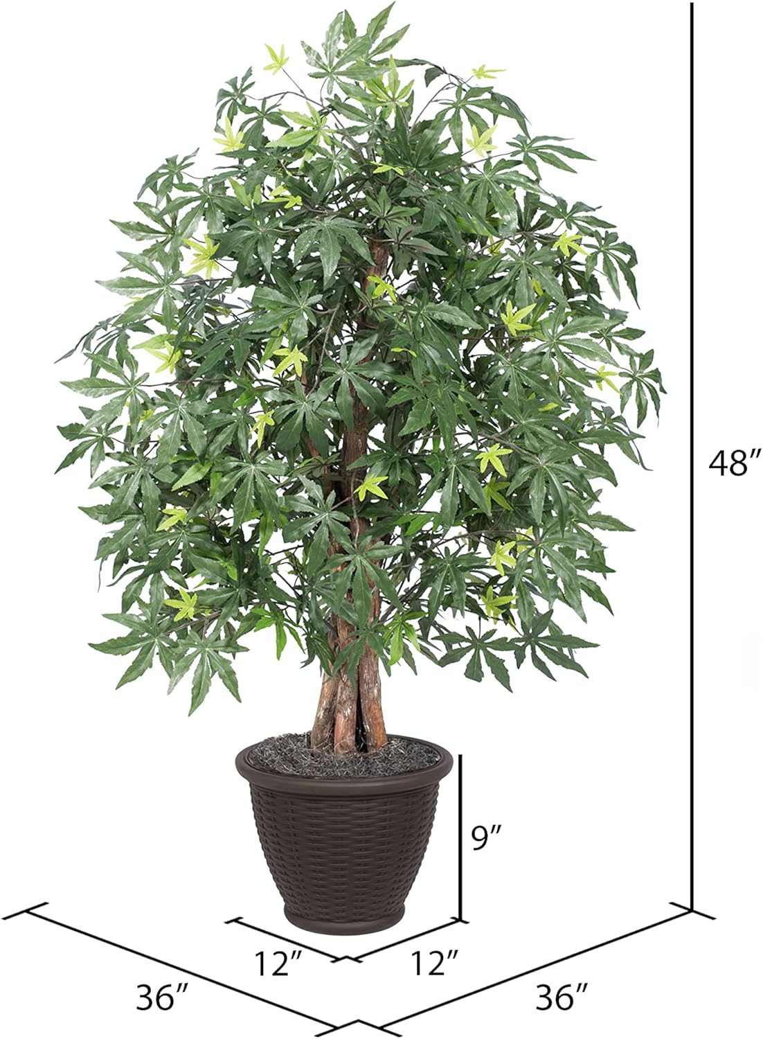Vickerman 4 Foot Artificial Japanese Maple Bush with Decorative Container