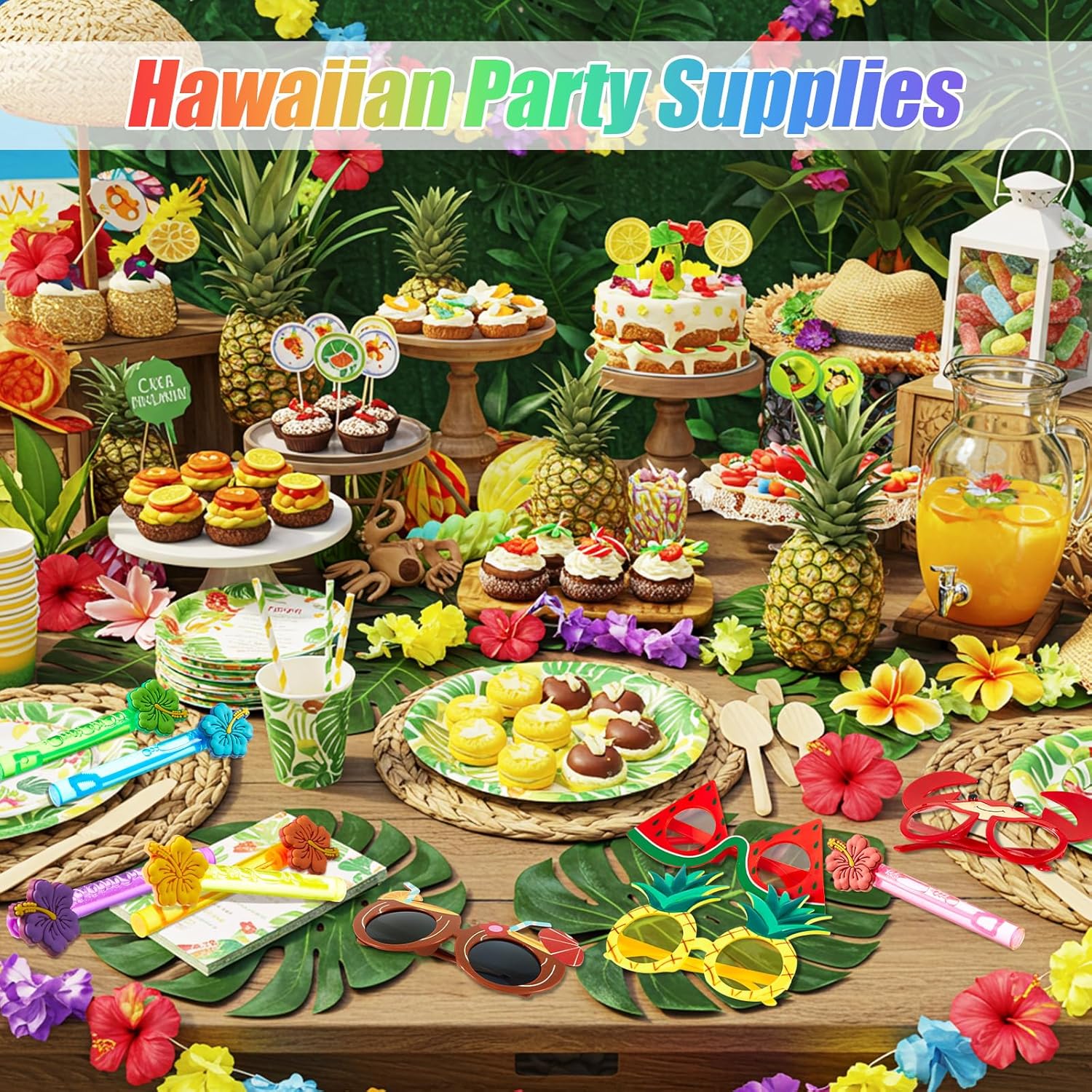 Soulchen 24 Pcs Tropical Luau Party Favors