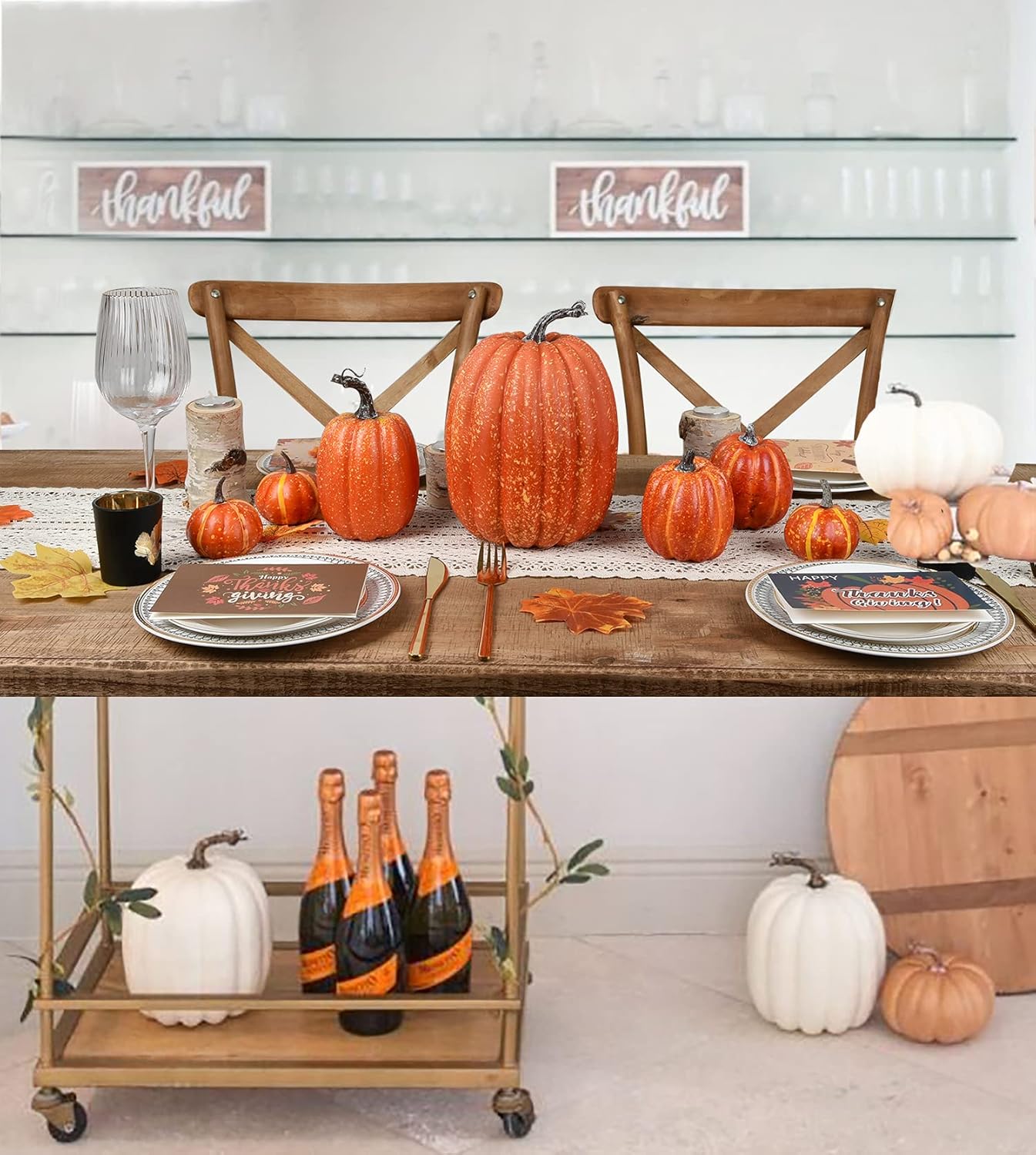 DearHouse 7Pcs Artificial Pumpkin Fall Decor Set