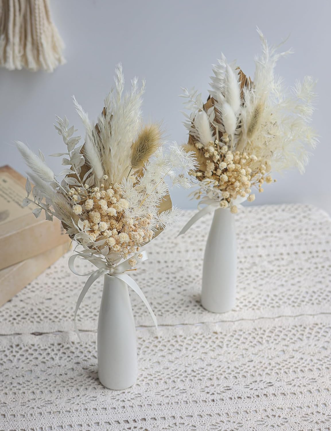 Xins Convey Dried Flowers with Ceramic Vase Set Brown