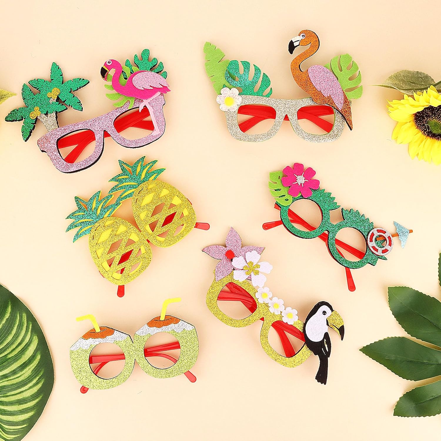 CURASA 6 Pack Tropical Themed Paper Sunglasses