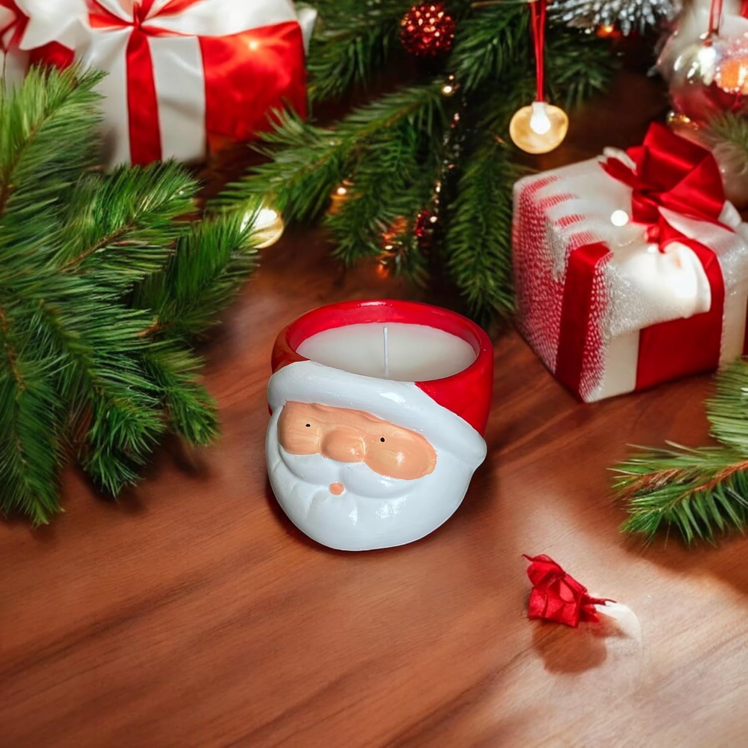 Christmas Santa Candle Holder with Soy Wax Candle