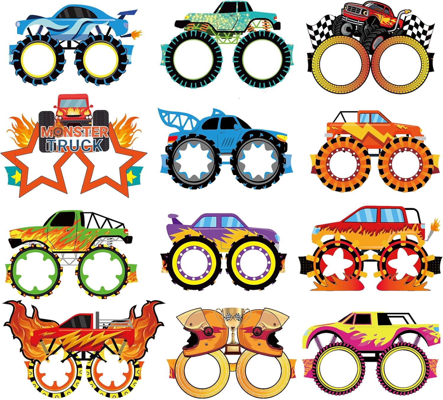 Monster Truck Themed Paper Glasses for Party Decorations