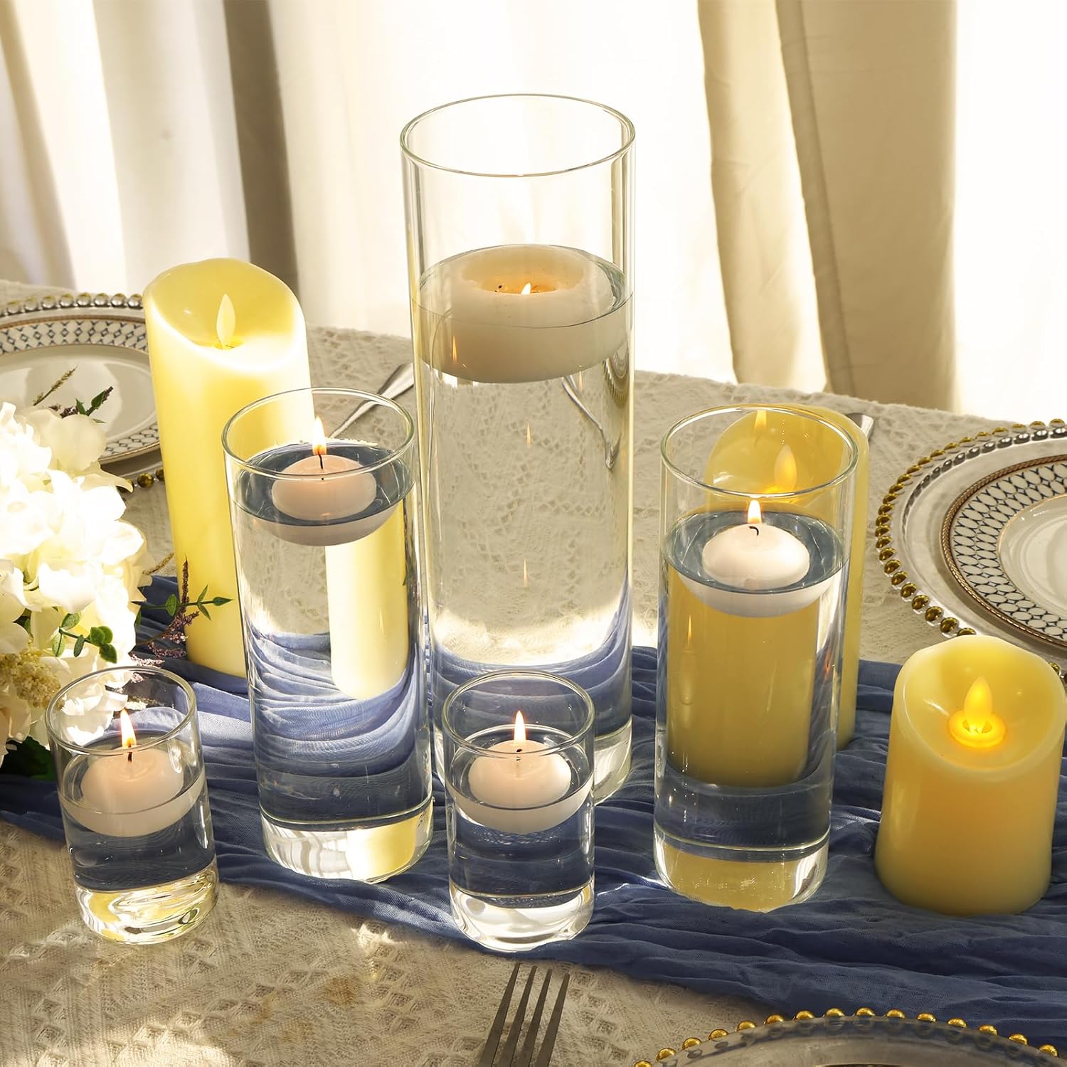 Fixwal 3 Pack Clear Glass Cylinder Vases 4 8 12 Inch