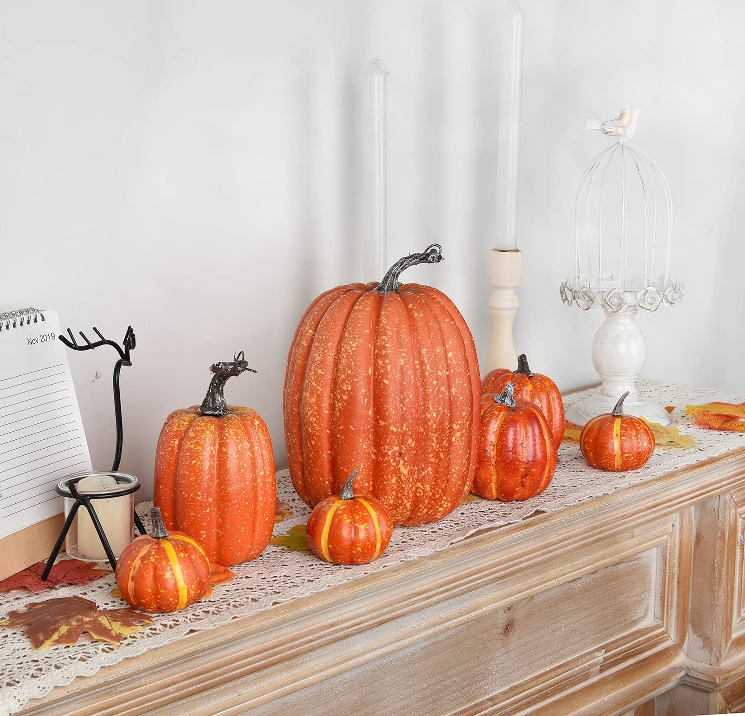 DearHouse 7Pcs Artificial Pumpkin Fall Decor Set