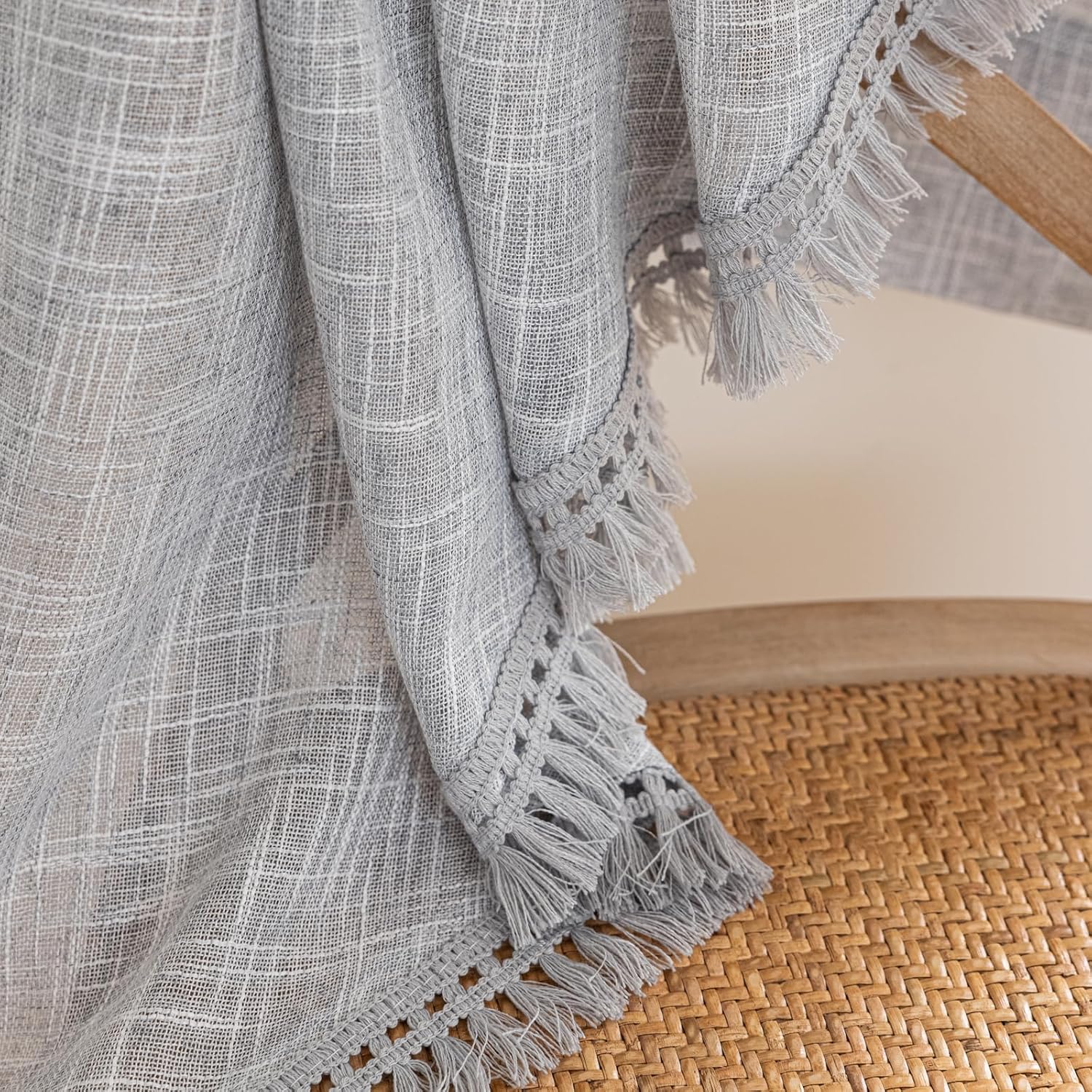 Beda Home Linen Textured Swag Valance - Grey 36x36 Inch 1 Pair