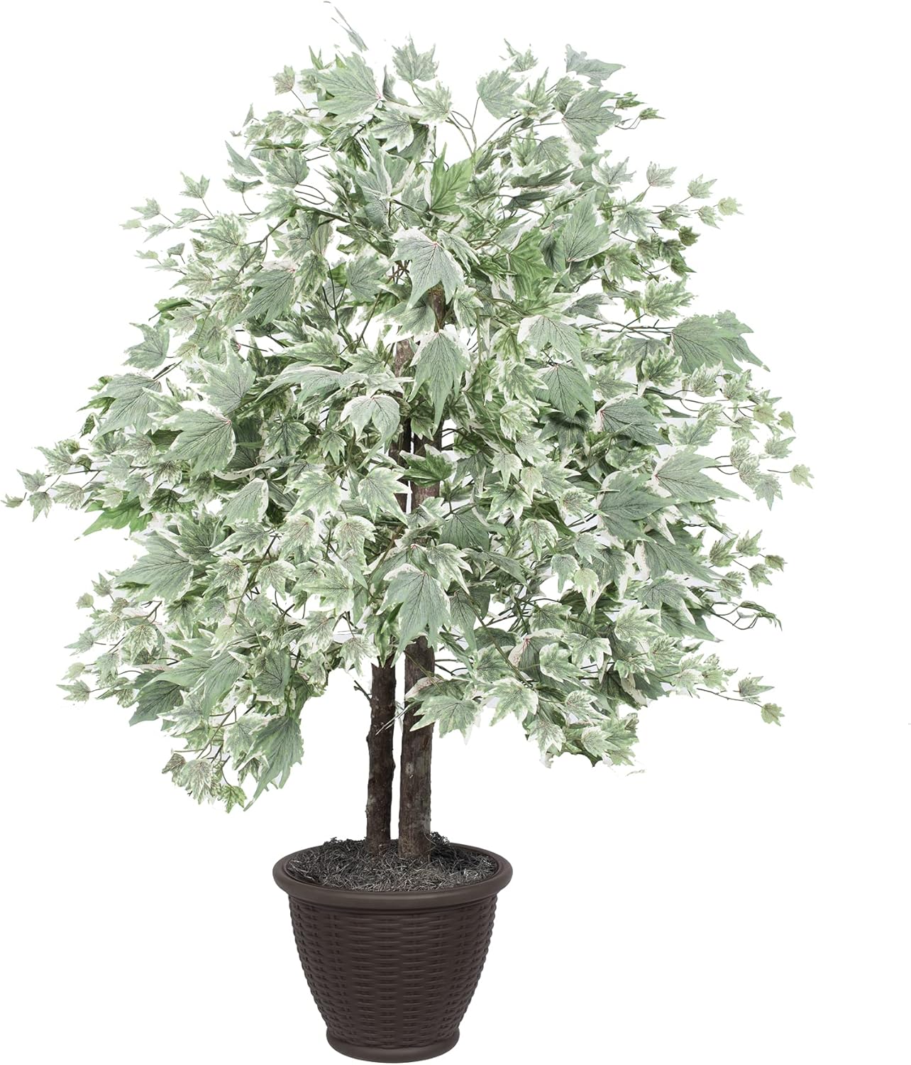 Vickerman 4 Foot Artificial Silver Maple Bush with Brown Container