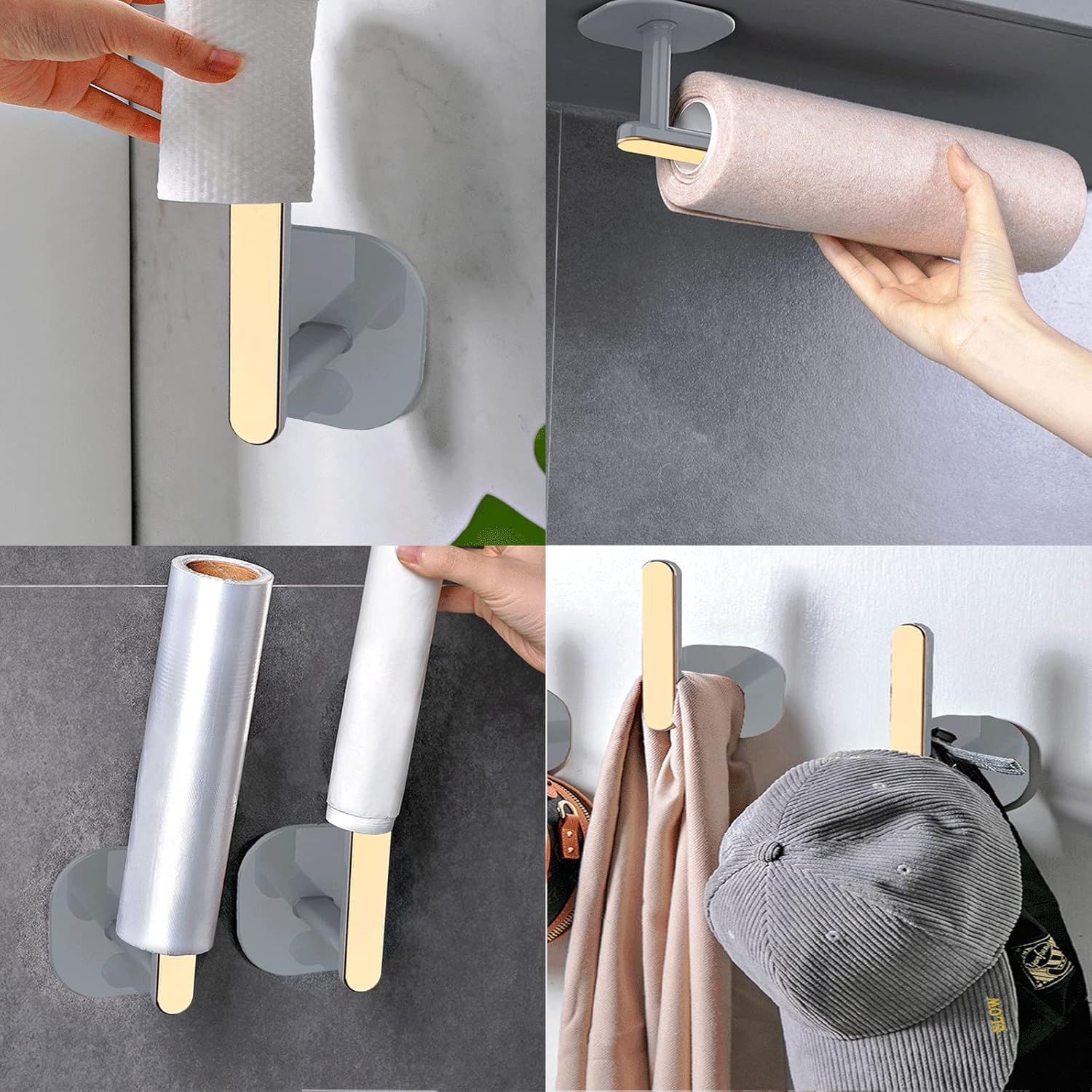 2PCS Gold Curtain Holders with Self Adhesive Hooks