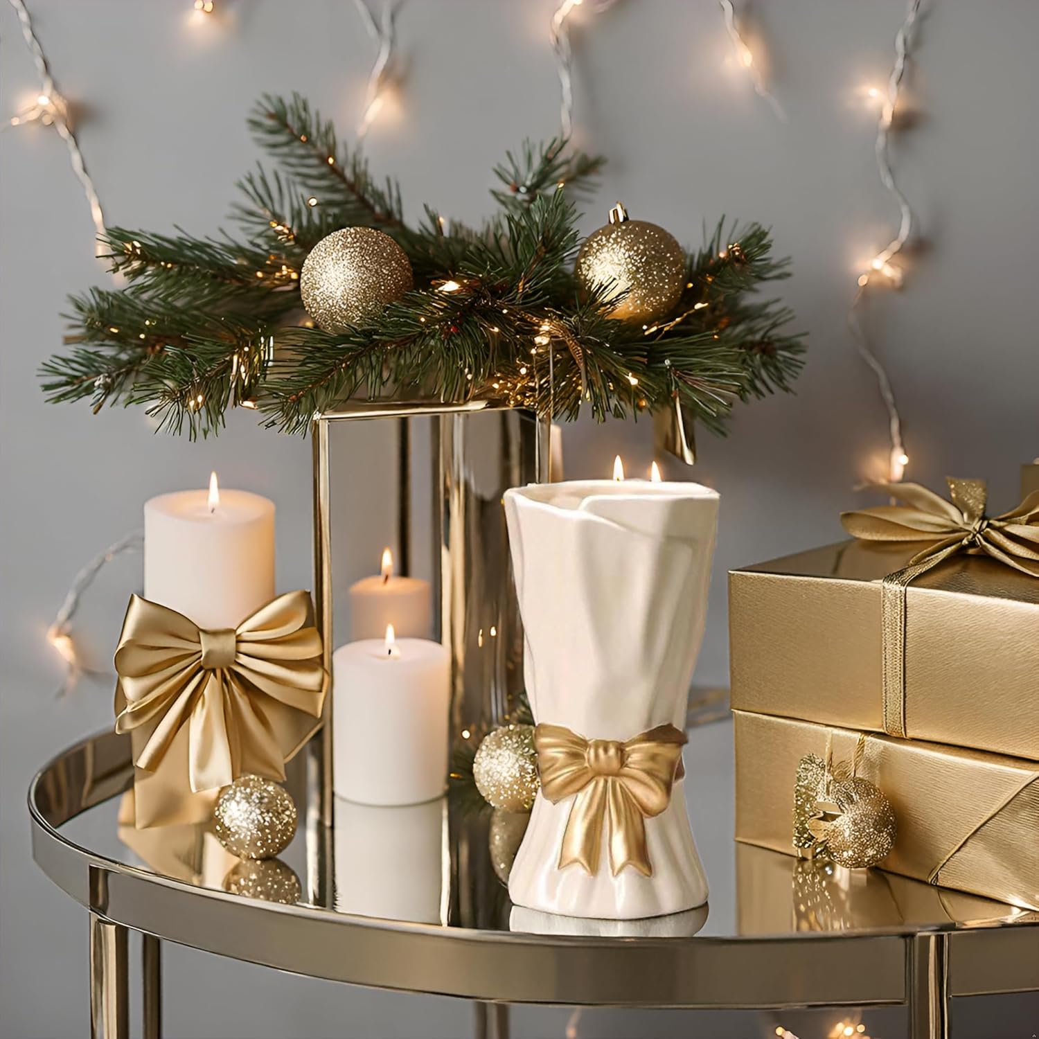 WLGRANJIA Bow Vase White Ceramic for Home Decor