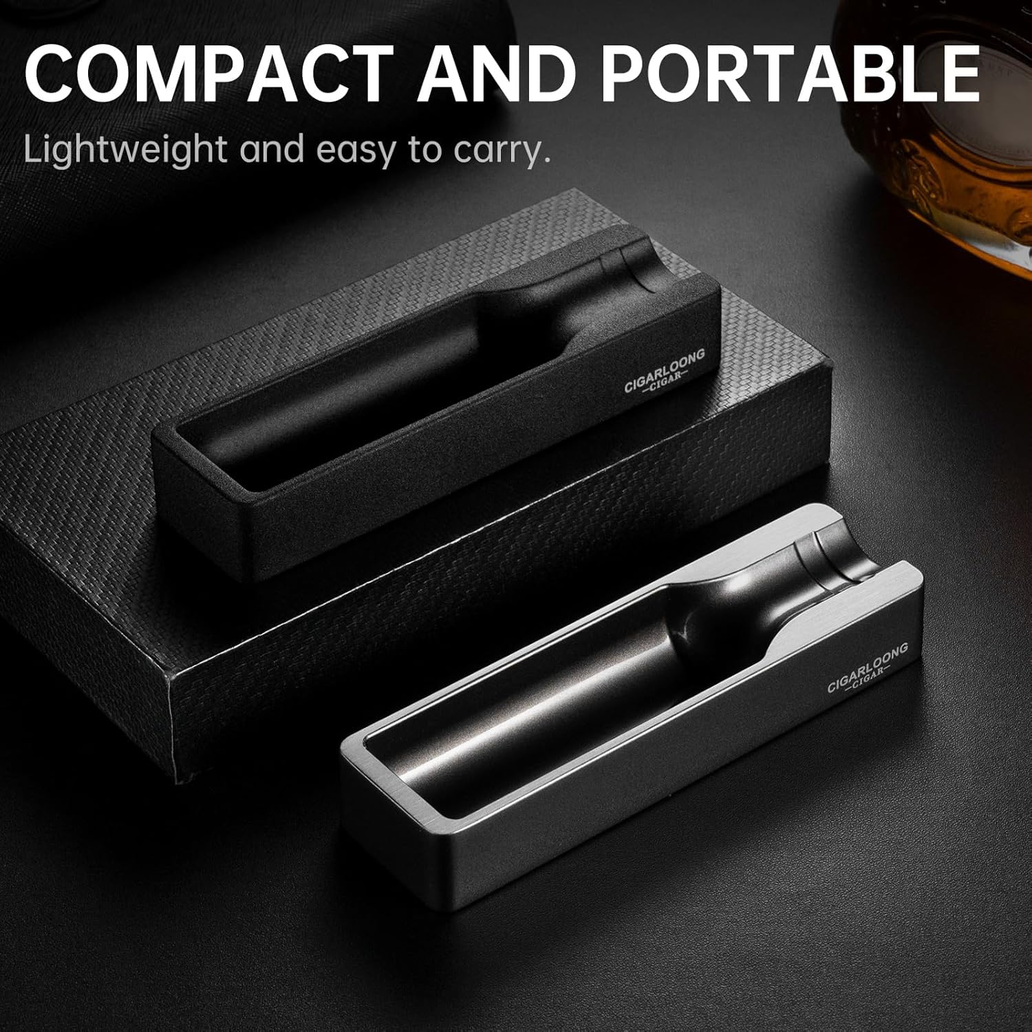 Cigar Ashtray Metal with Wide Cigar Slot Silver