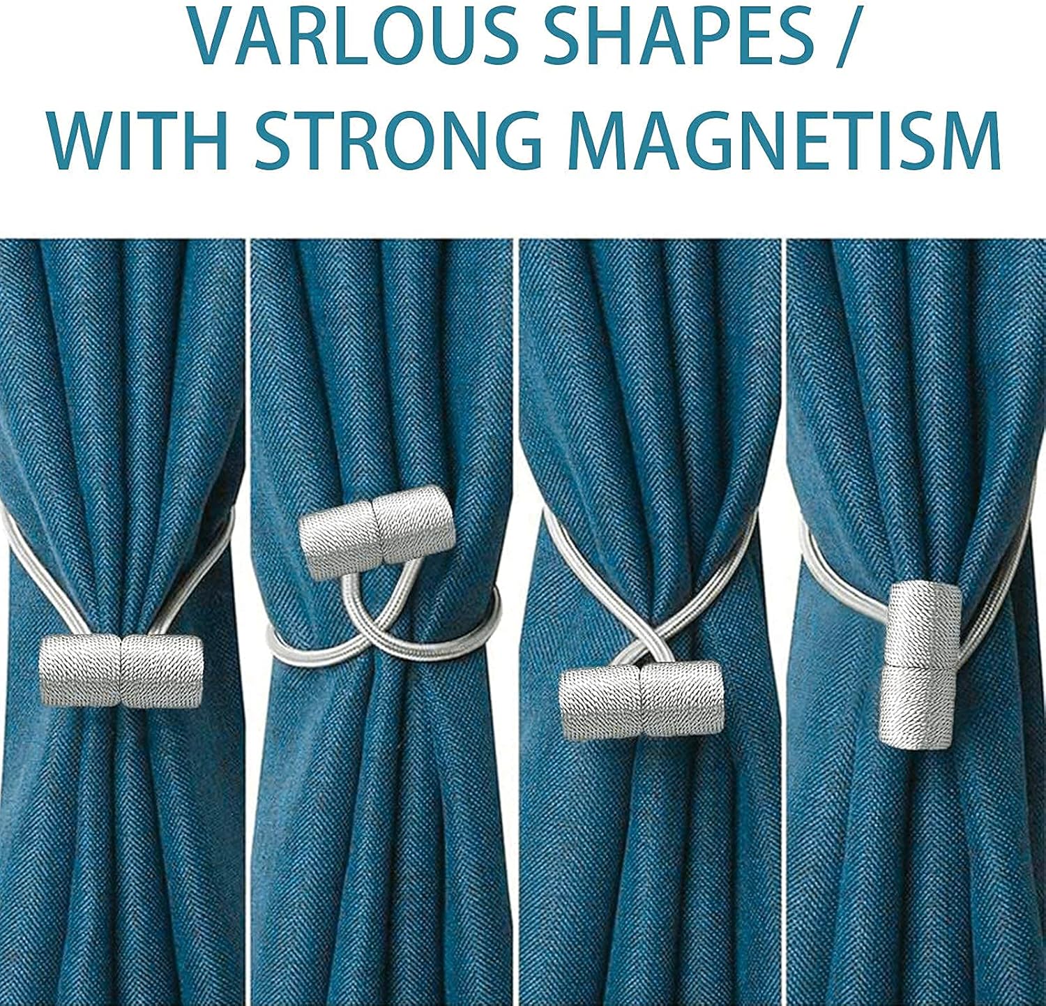 2 Pack Magnetic Curtain Holdbacks 16 Inch Grey