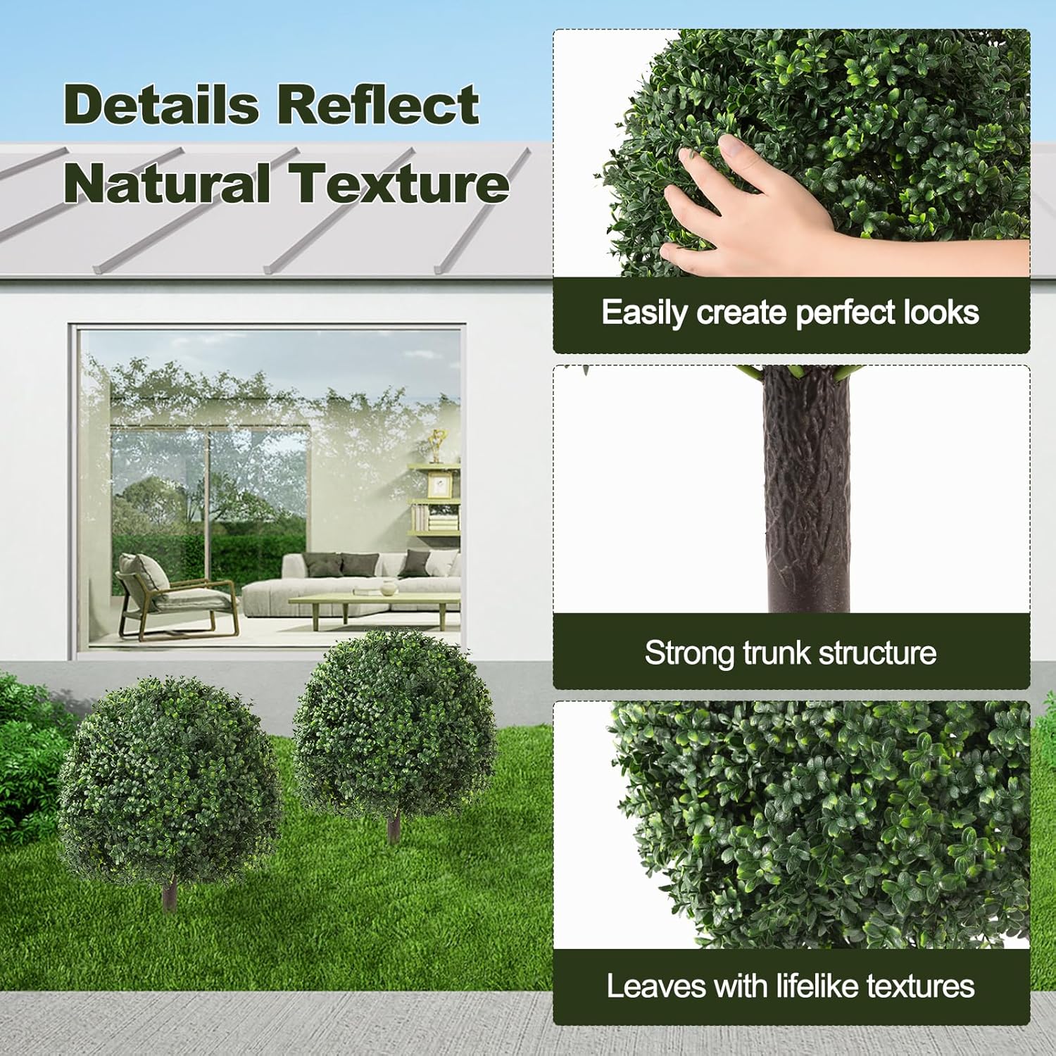 26 Boxwood Topiary Balls Artificial Set of 2