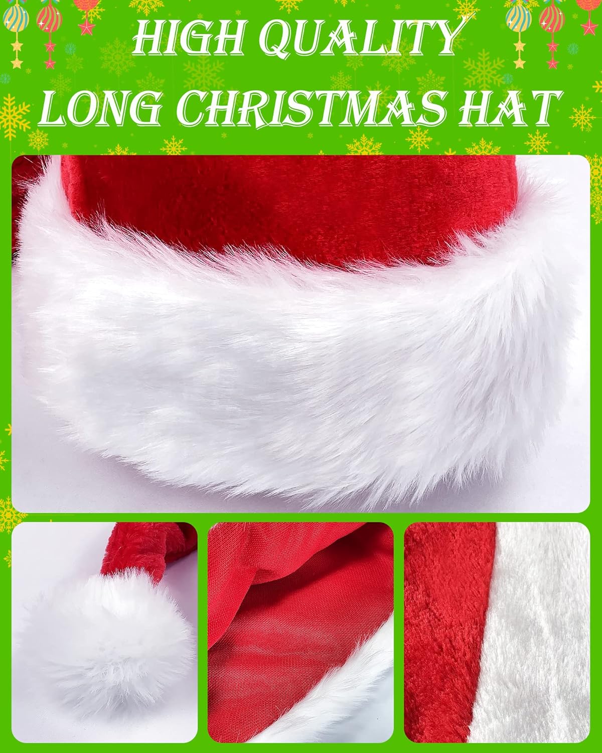 Santa Hat for Adults Christmas Party Plush Headwear