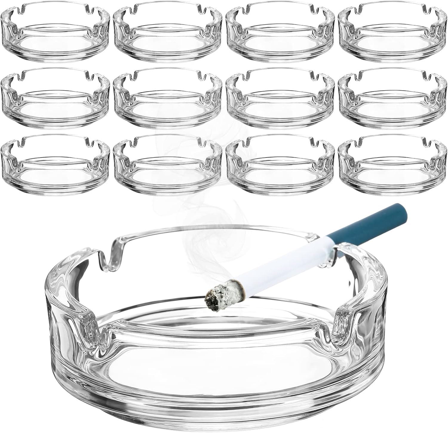 Fabbay Clear Glass Ashtrays Set of 12 for Cigarettes