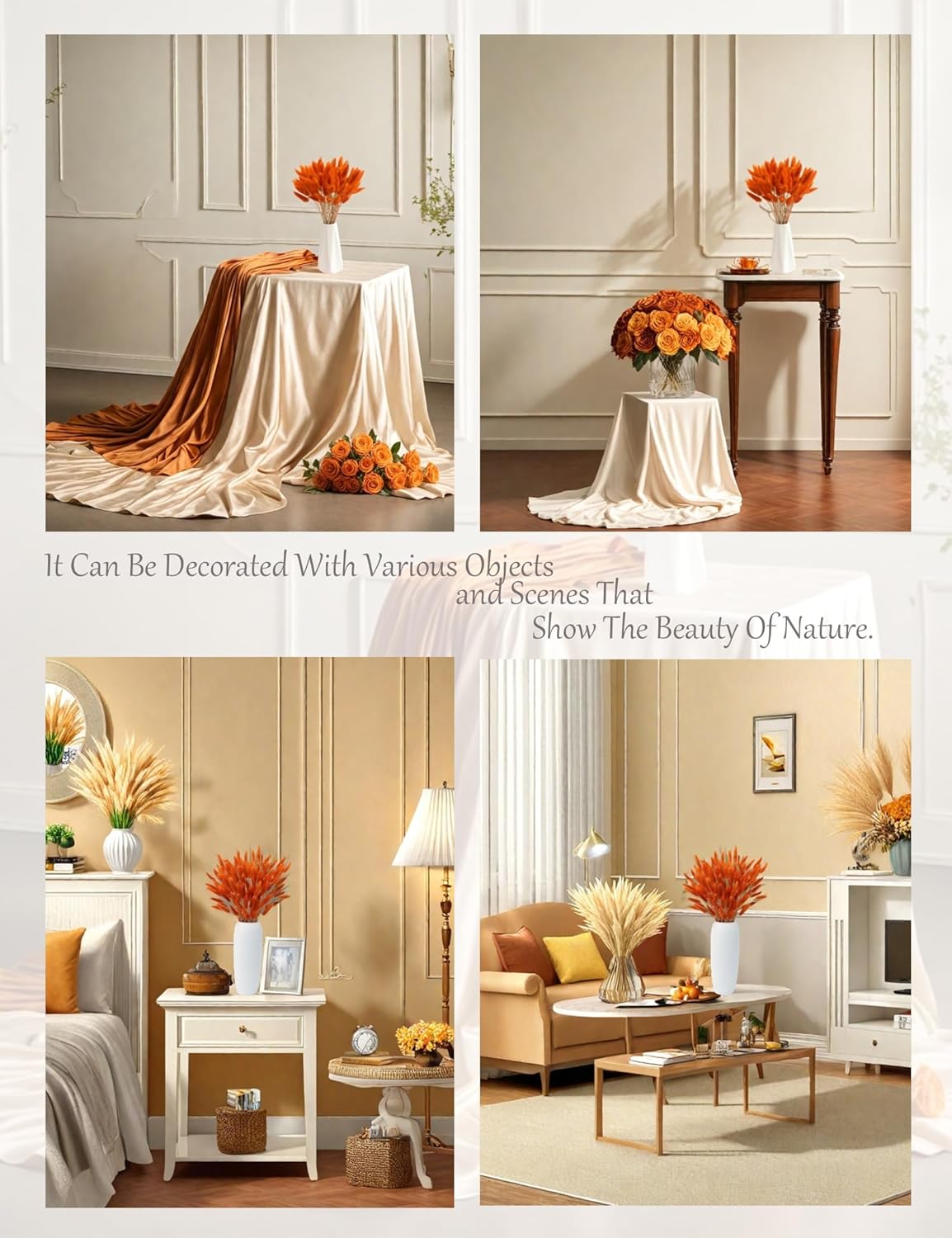 Xins Convey 120pcs Bunny Tail Dried Flowers 16 Inch Burnt Orange