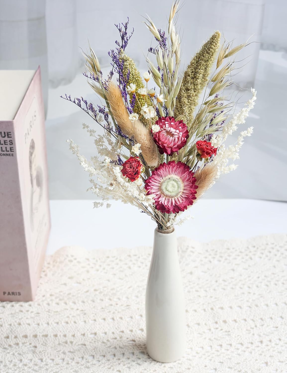 Dried Flower Bouquet with Ceramic Vase for Weddings