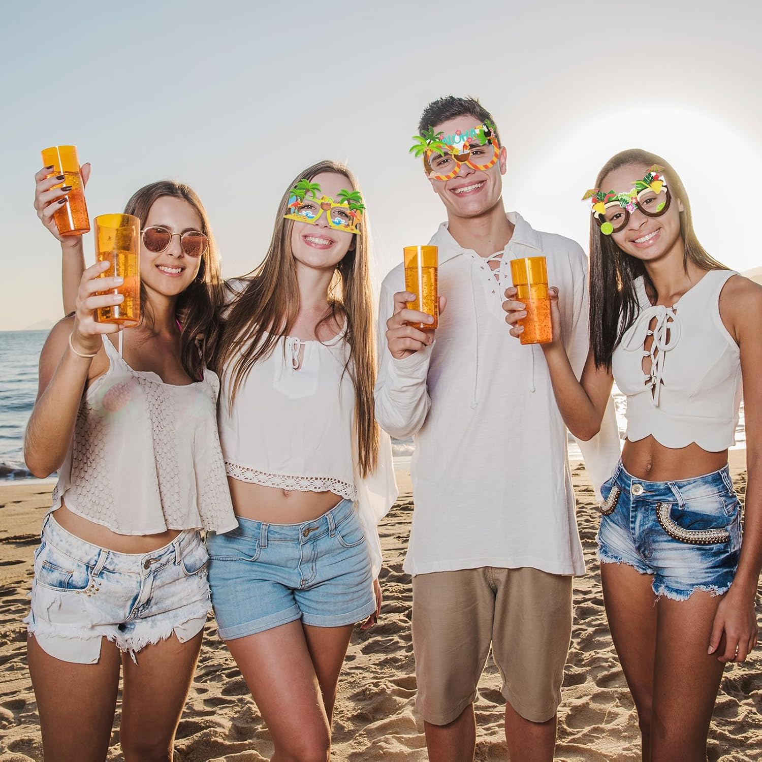 16 Pcs Tropical Beach Party Sunglasses Decor