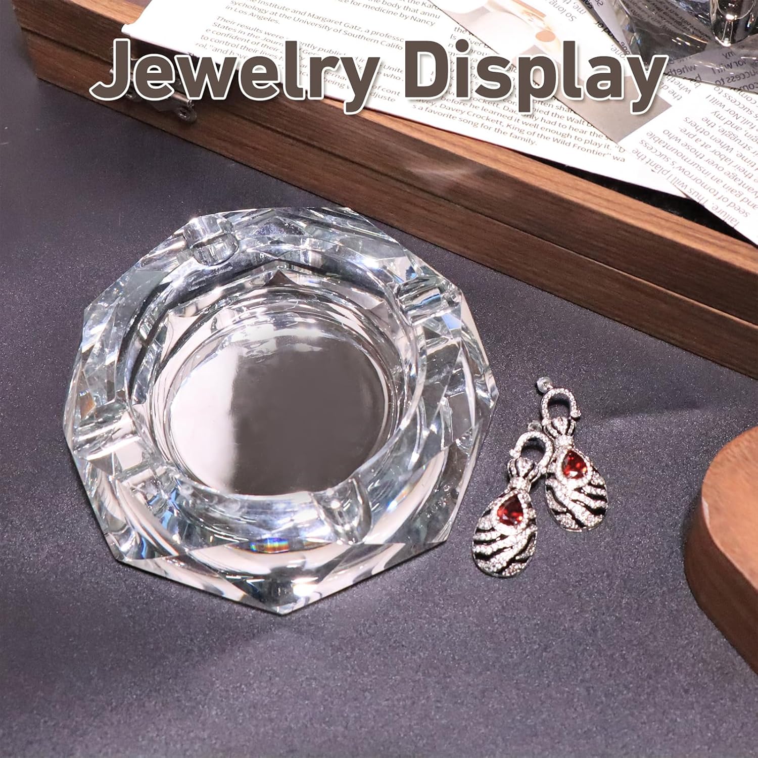 Coomin Crystal Glass Ash Tray with Iridescent Finish