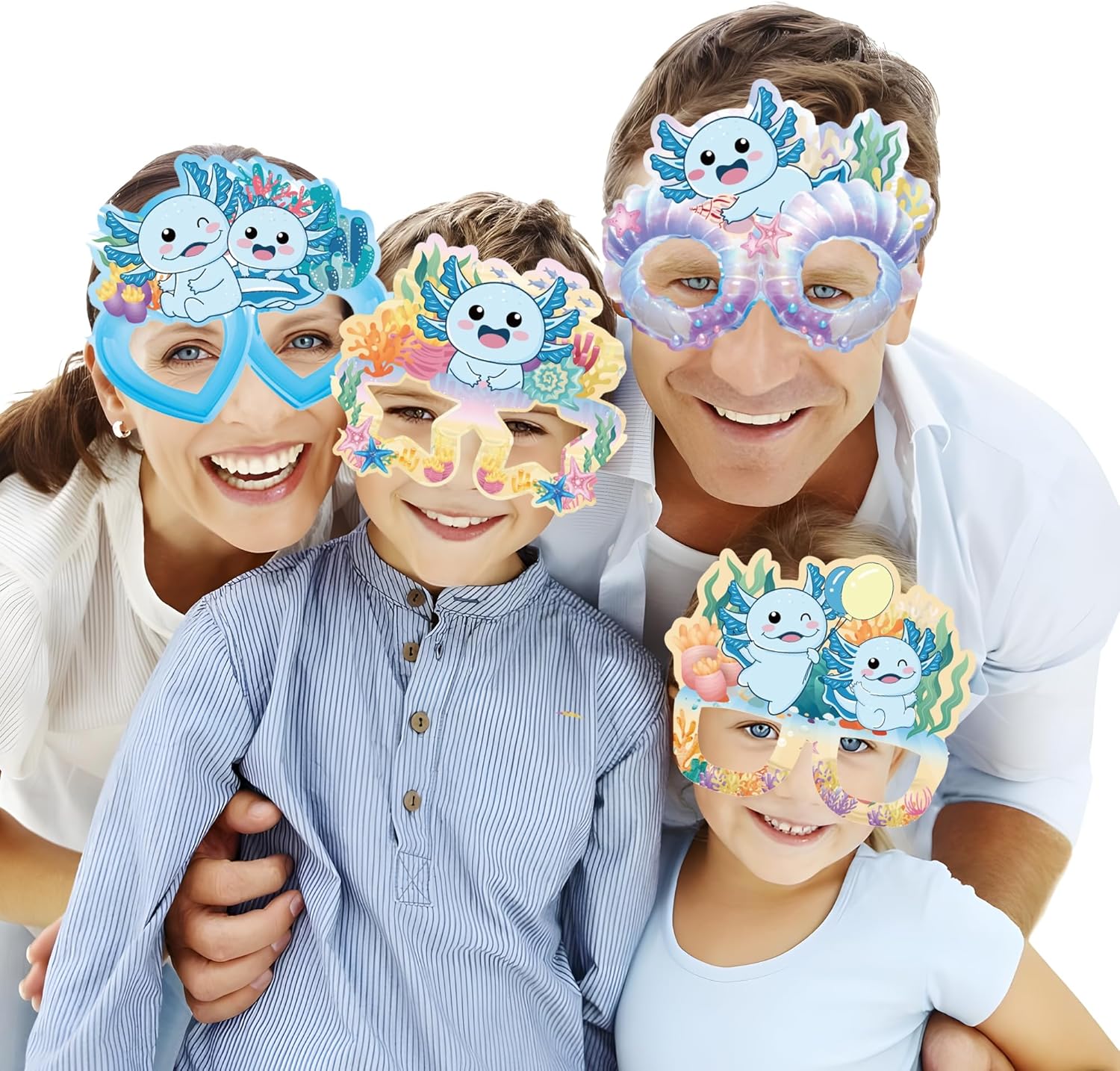 12 Pcs Blue Axolotl Party Eyewear for Birthday Decorations