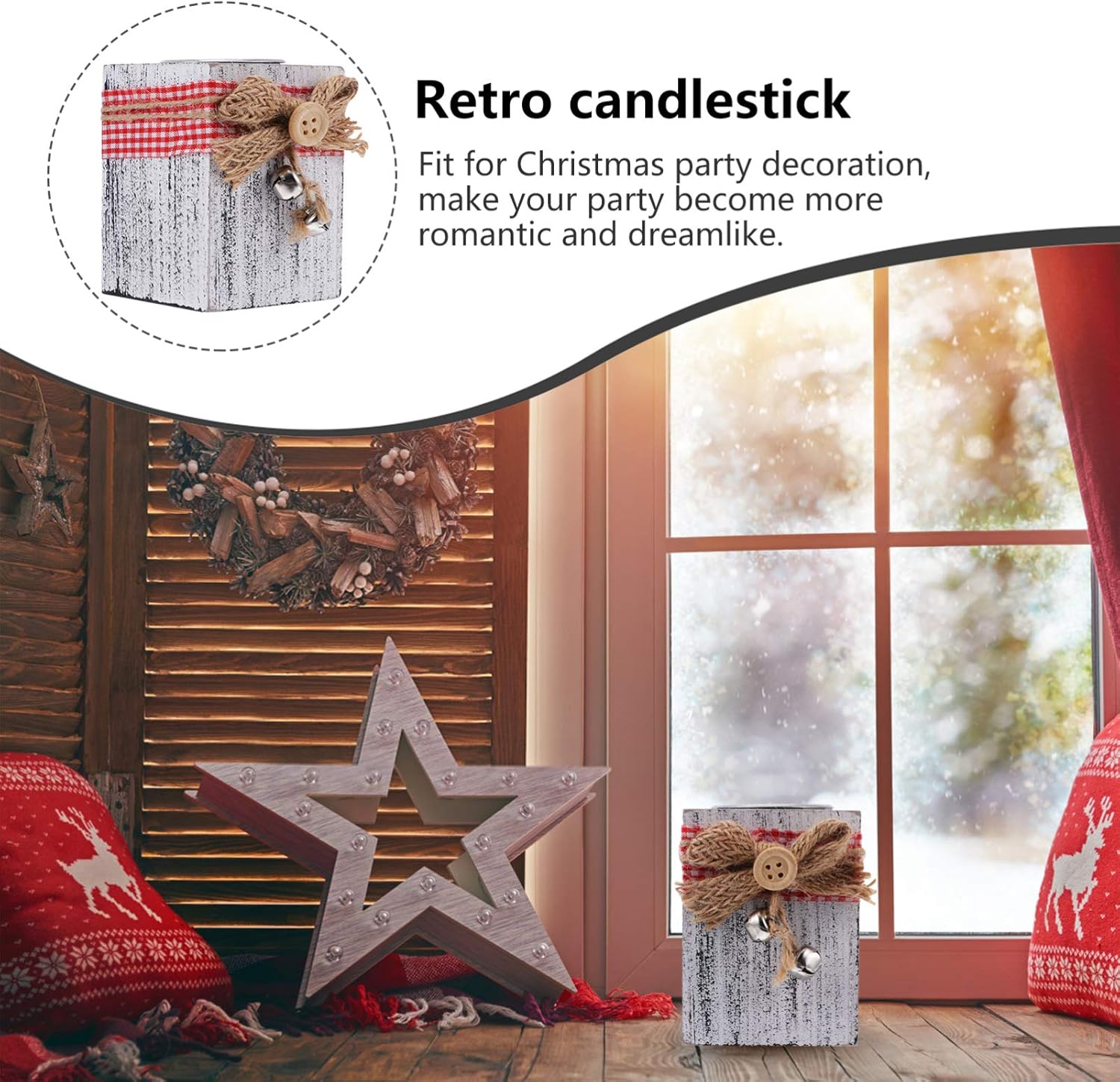 Vintage Wooden Christmas Candle Holder