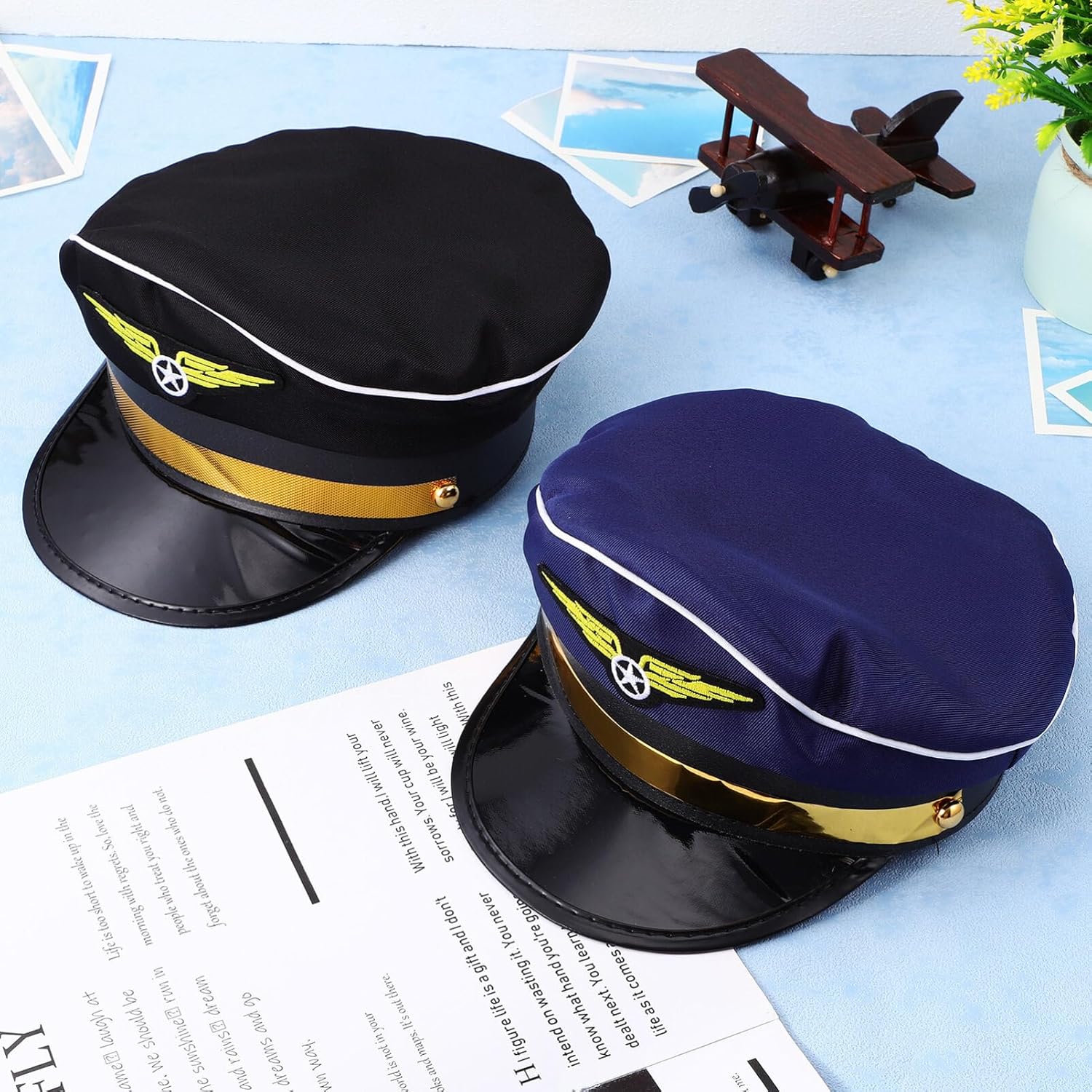 Gadpiparty 2 Pack Captain Pilot Hats Adjustable Costume Accessories