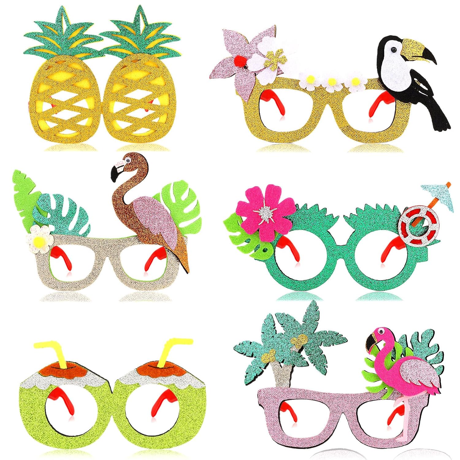 CURASA 6 Pack Tropical Themed Paper Sunglasses
