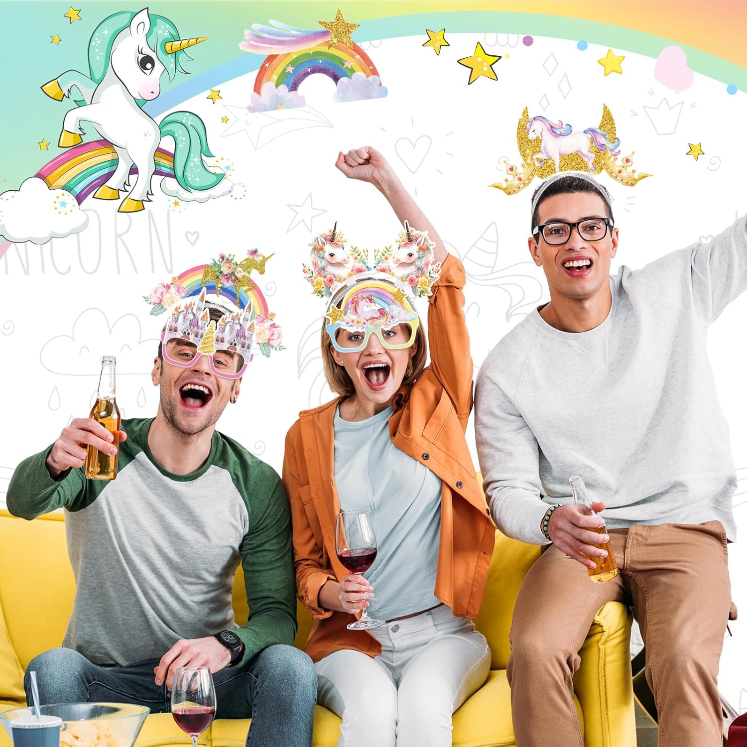 BBTO 24 Pcs Unicorn Party Headband Glasses