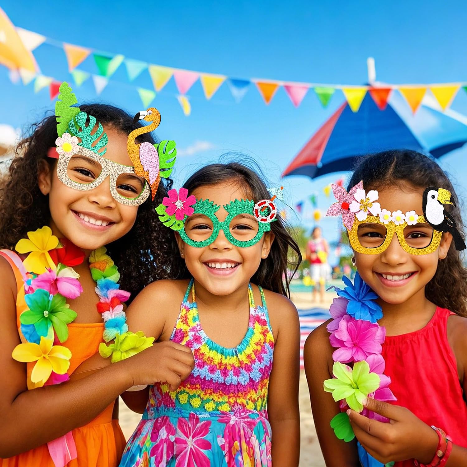 CURASA 6 Pack Tropical Themed Paper Sunglasses