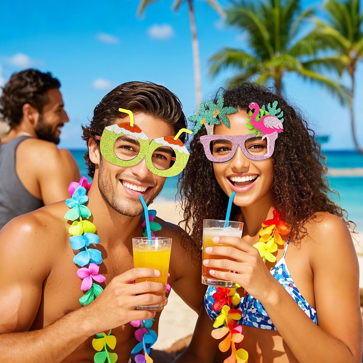 CURASA 6 Pack Tropical Themed Paper Sunglasses