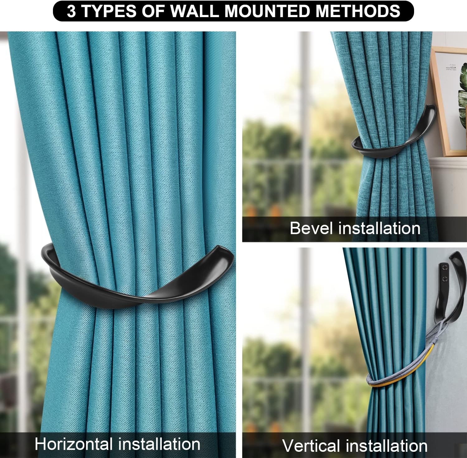 Decorative Aluminum Curtain Holdbacks for Window Dcor Black