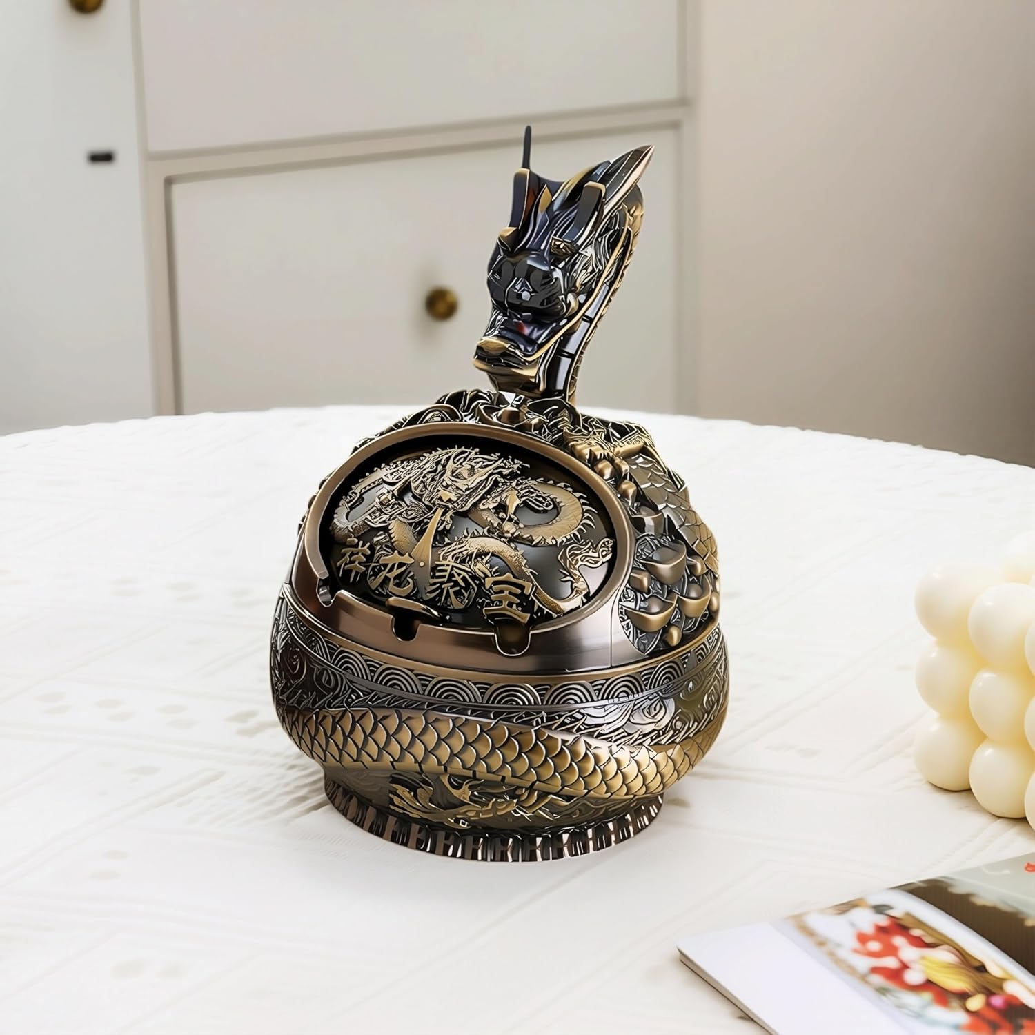 Stylitzy 2025 Dragon Ashtray with Lid for Cigarettes