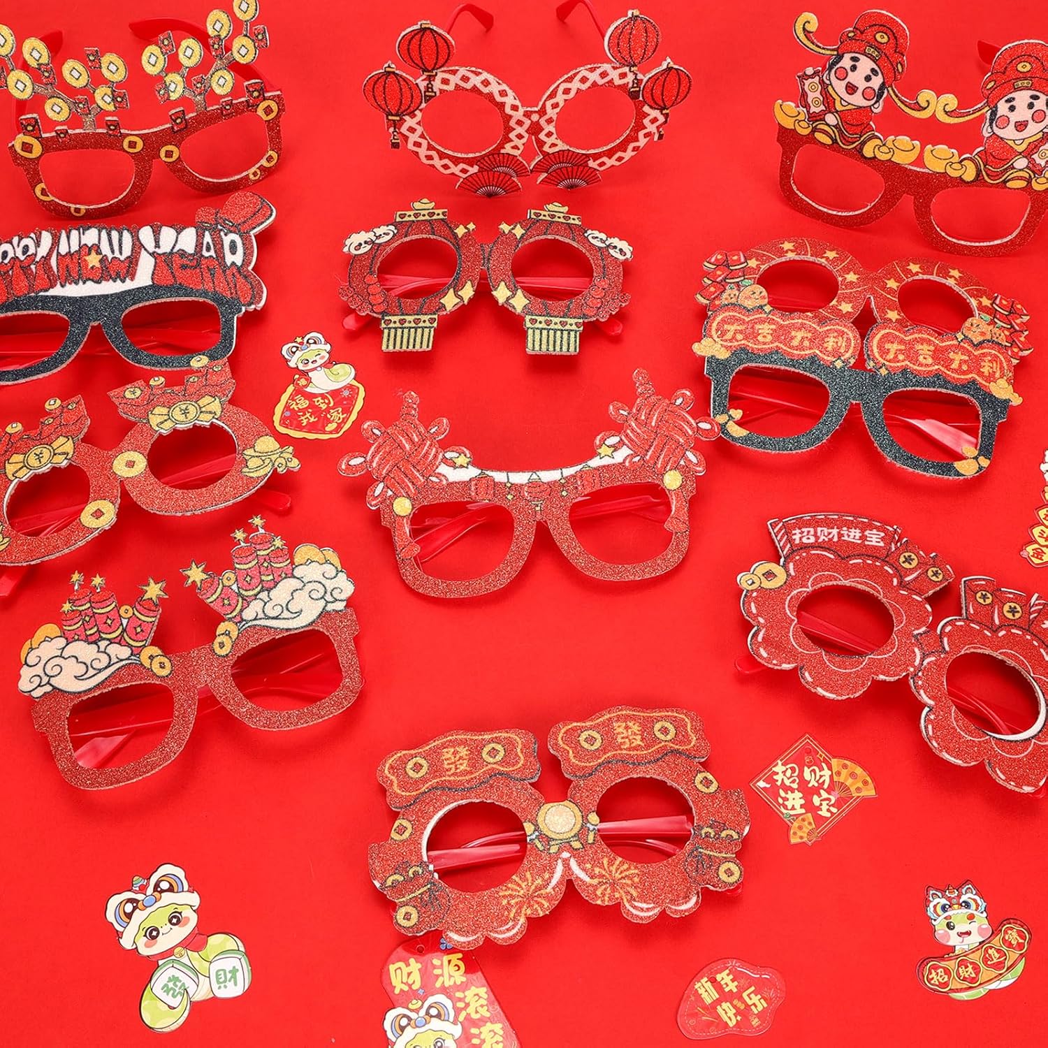 HOWAF 12 Piece Chinese New Year Plastic Glasses Set