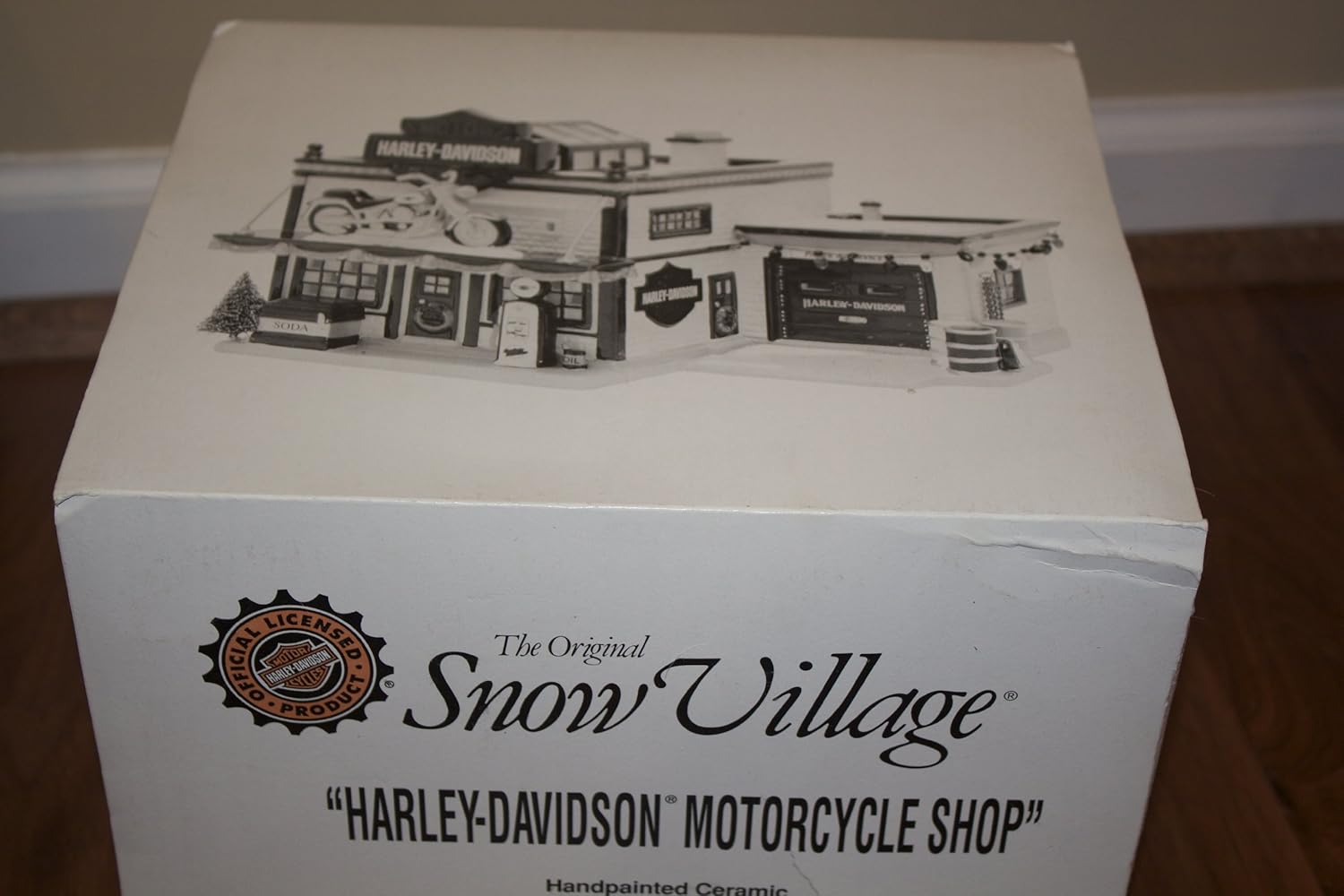 Dept 56 Snow Village Harley Davidson Motorcycle Shop 1