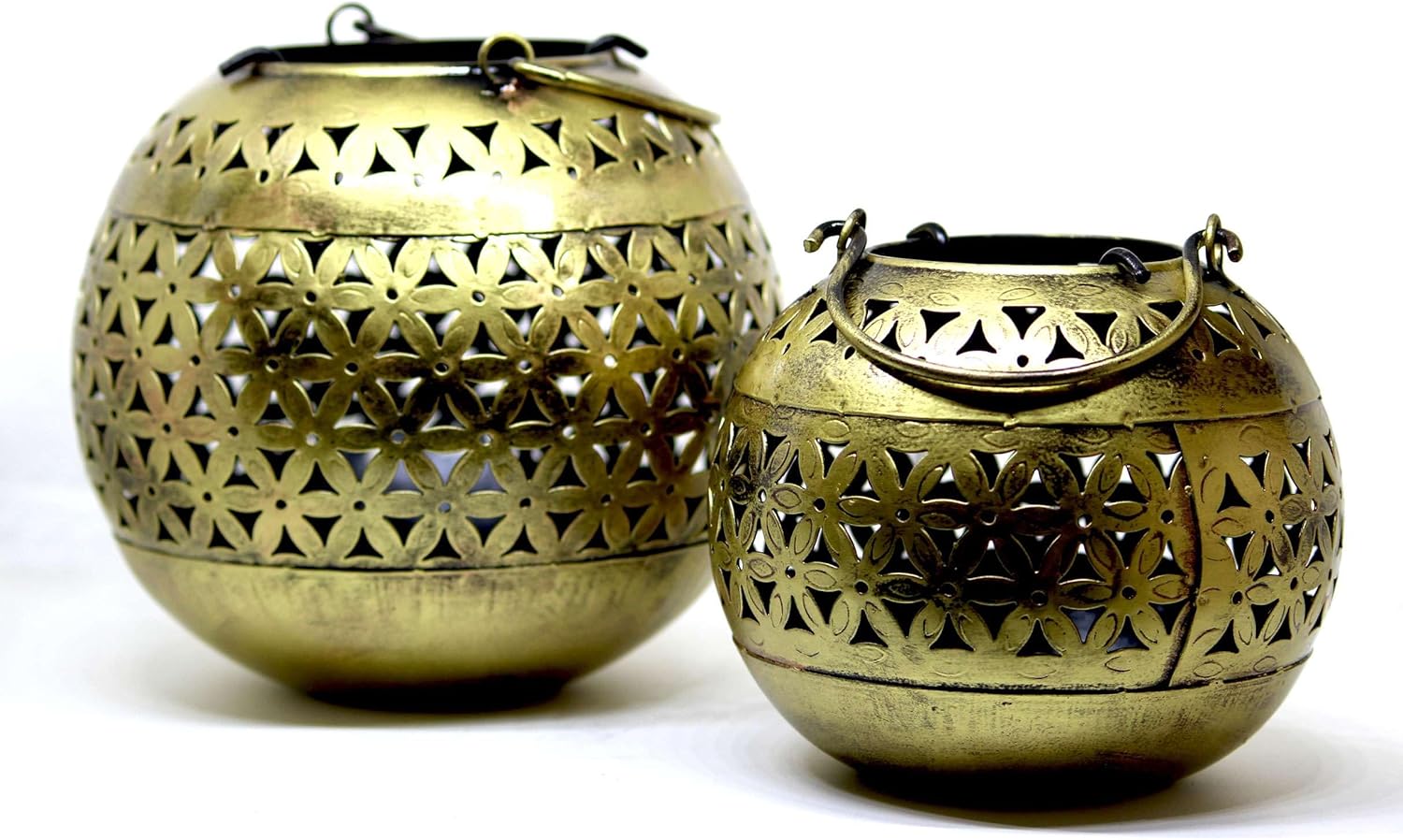 Decorative Brass Bowls with Floral Design Candle Holder