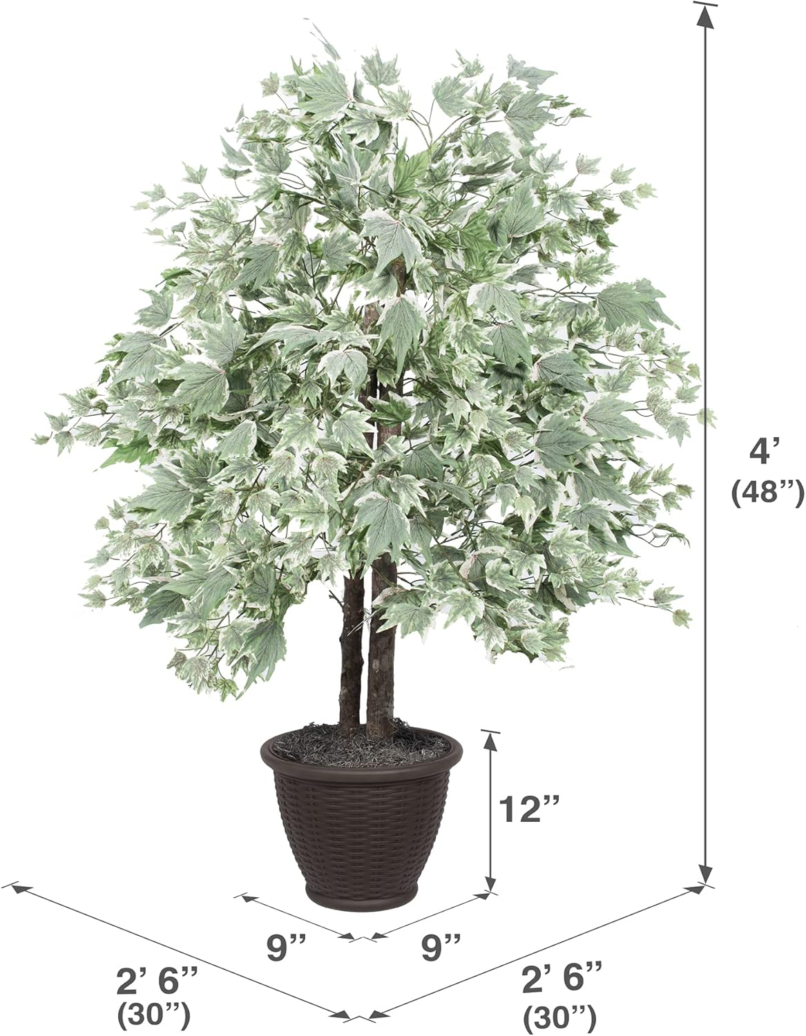 Vickerman 4 Foot Artificial Silver Maple Bush with Brown Container