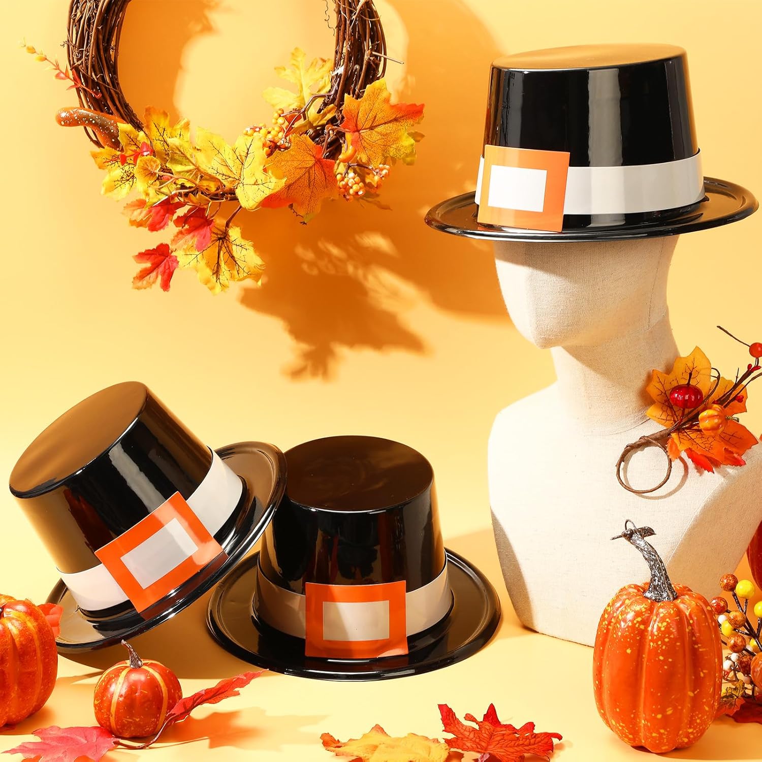Liliful 4 Pcs Thanksgiving Pilgrim Hats Costume Accessory for Adults