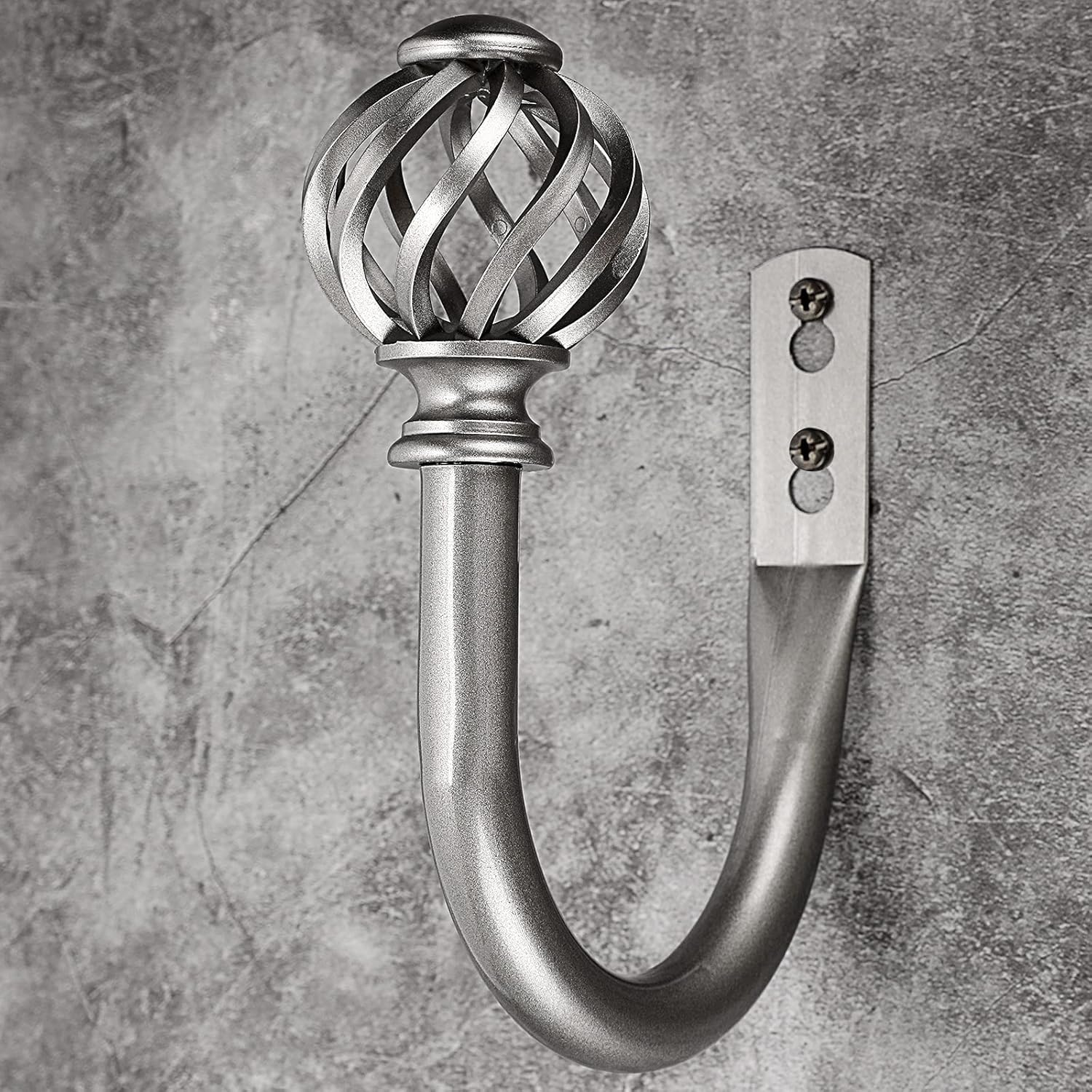 Sumnacon 2Pcs Metal Nest Curtain Holdbacks - Grey