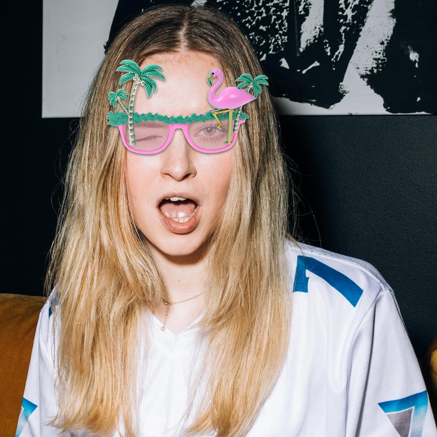 Flamingo Themed Party Sunglasses with Novelty Design