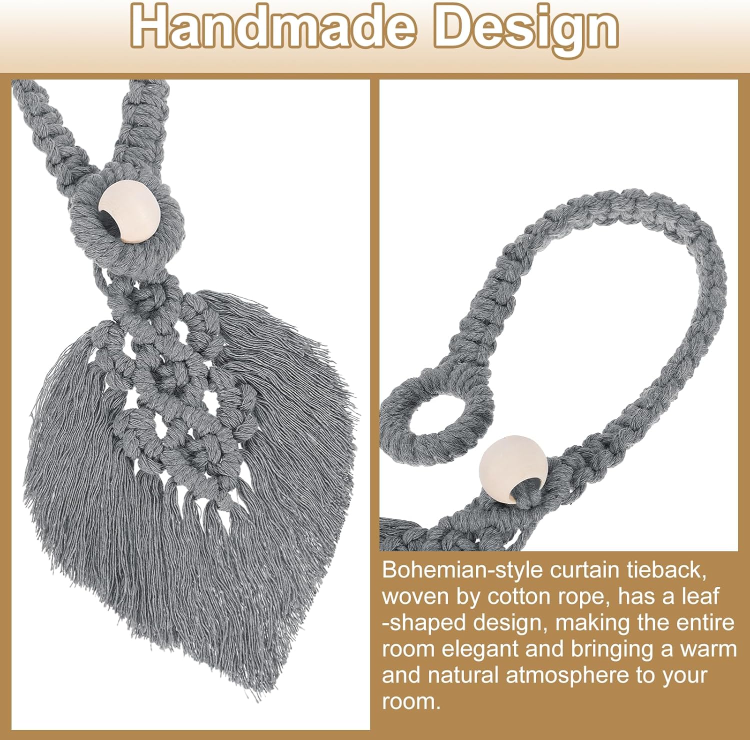 Uxcell 6 Pack Tassel Curtain Tiebacks Gray