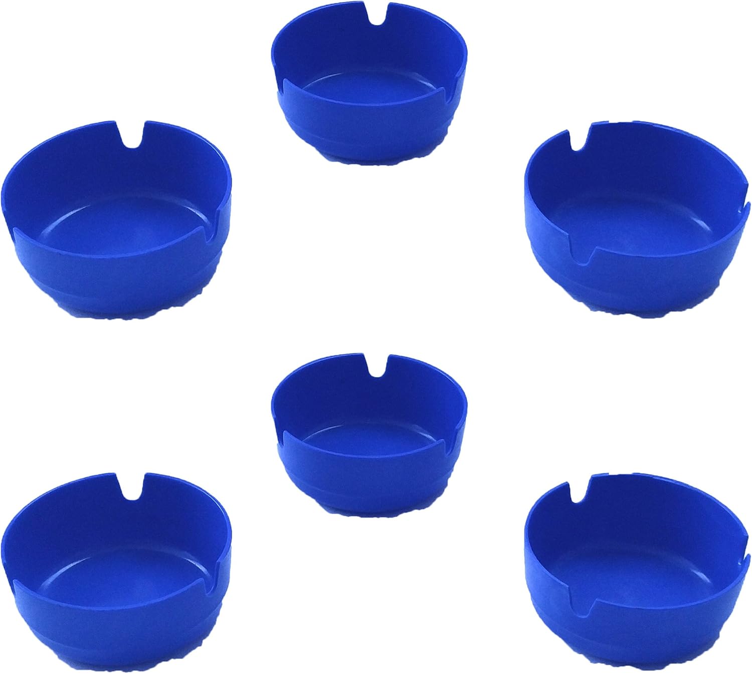 Home Set of 6 3 Inch Blue Round Ashtrays