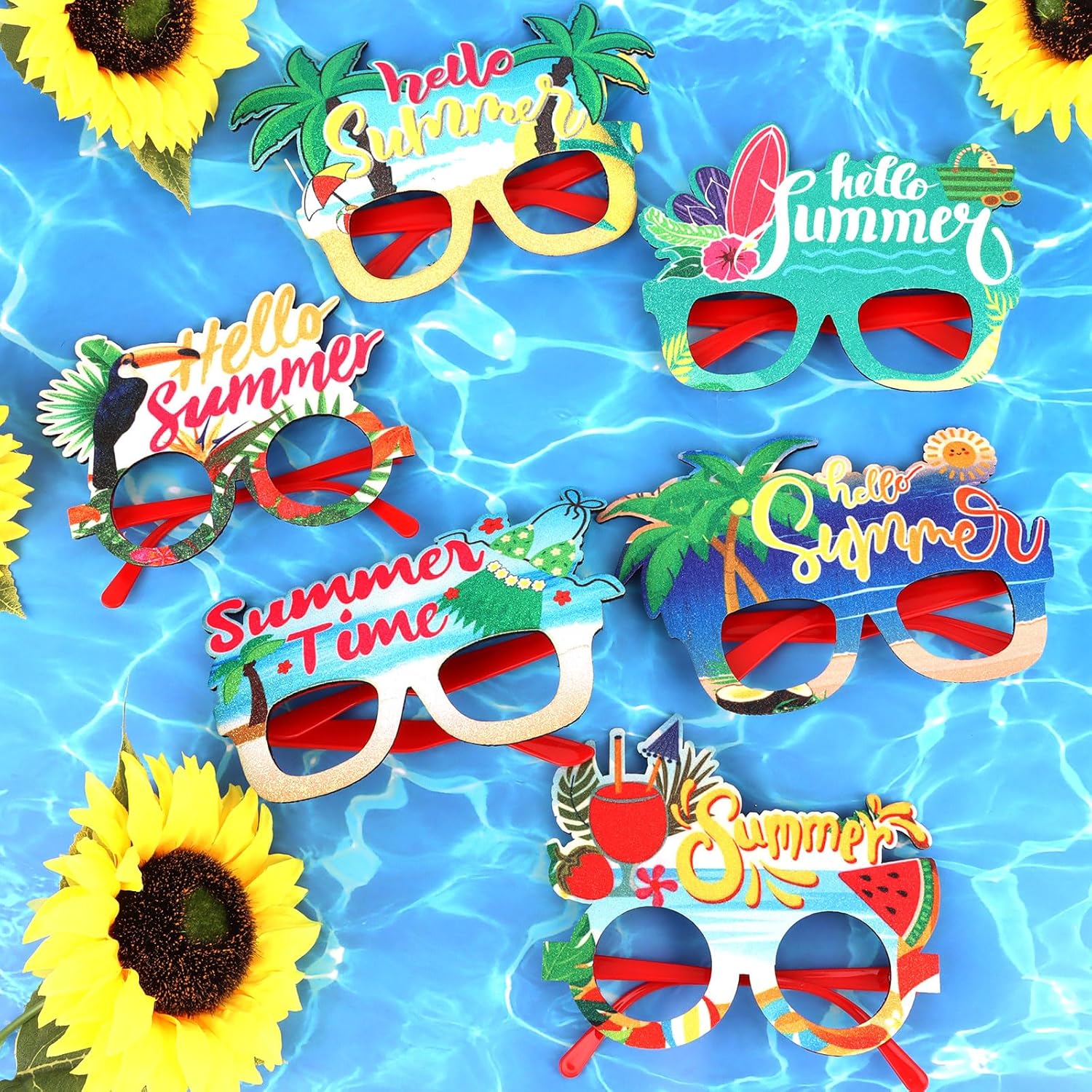 CURASA 9PCS Tropical Party Paper Glasses