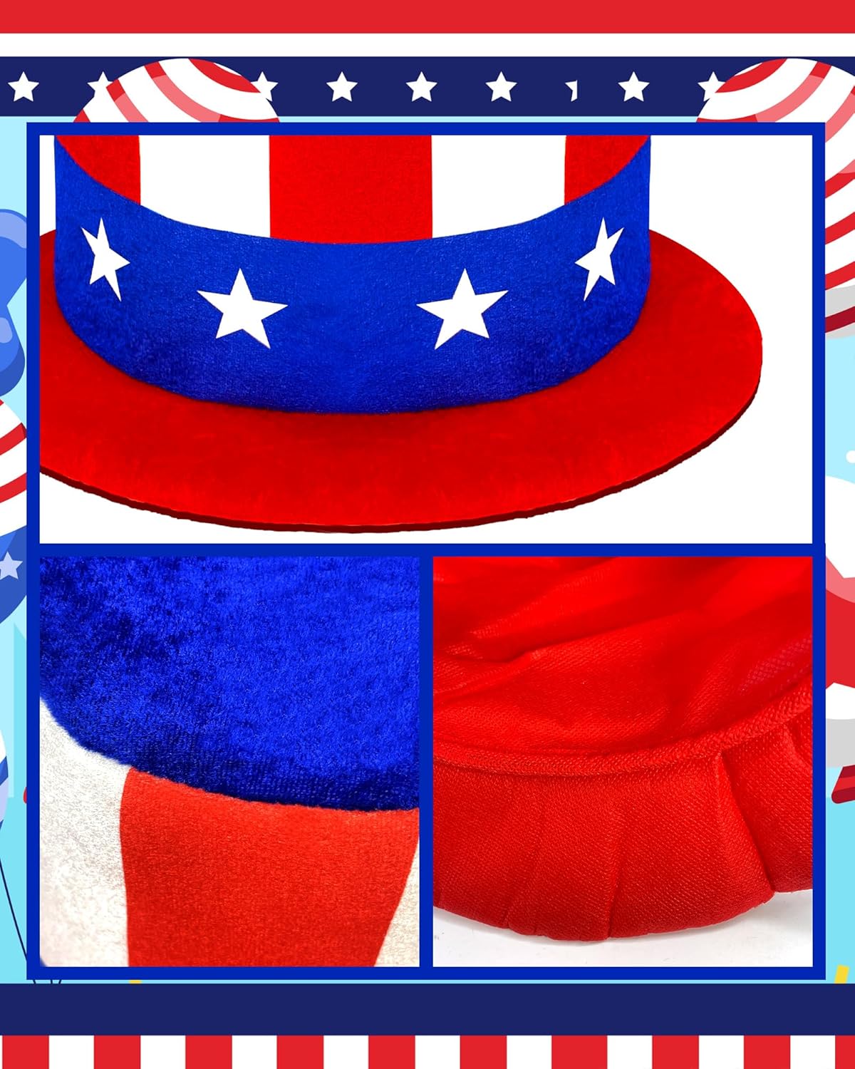 Patriotic Uncle Sam Top Hat 4th of July Decor