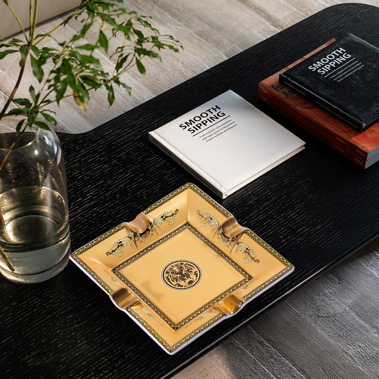 KAWONKA STAR Ceramic Tabletop Ashtray for Home Office Use
