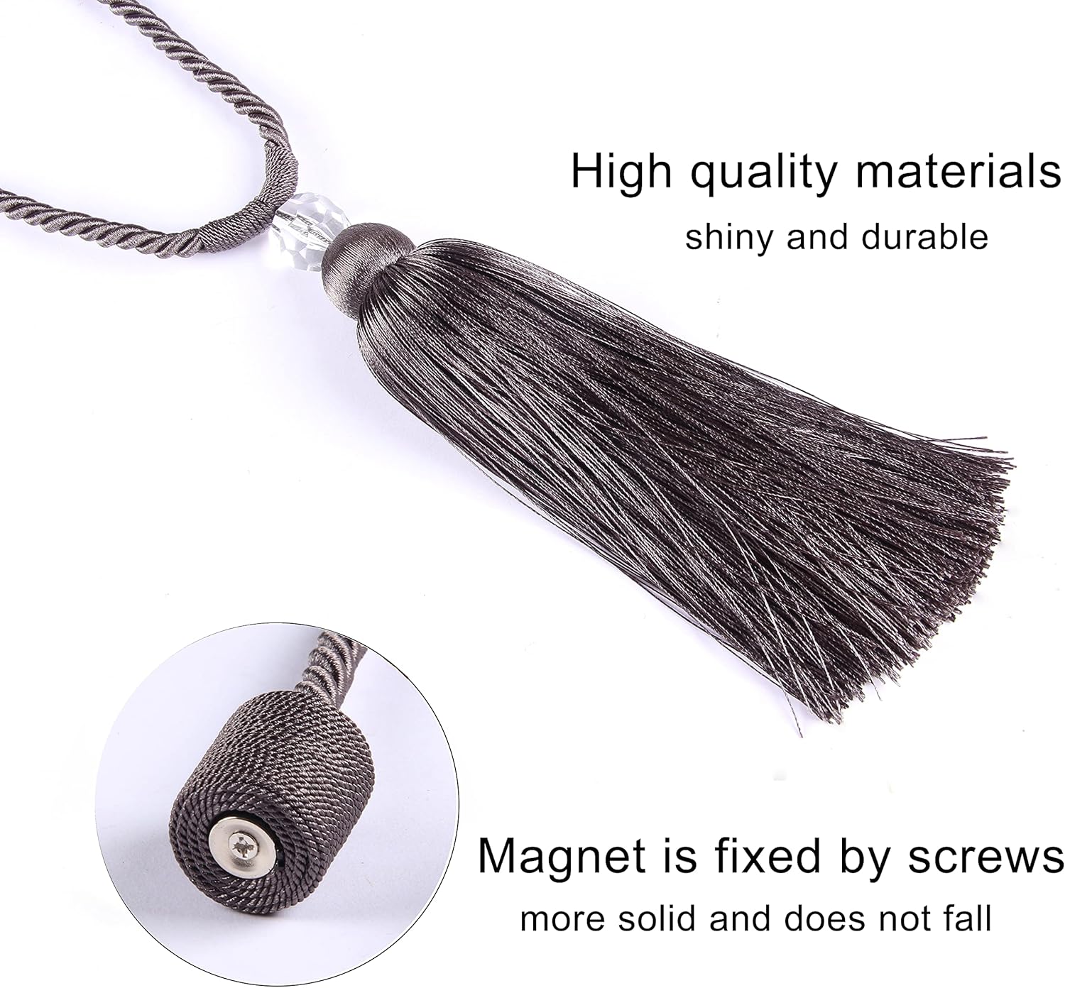 BEL AVENIR Magnetic Curtain Holdbacks Tassel Rope Tieback